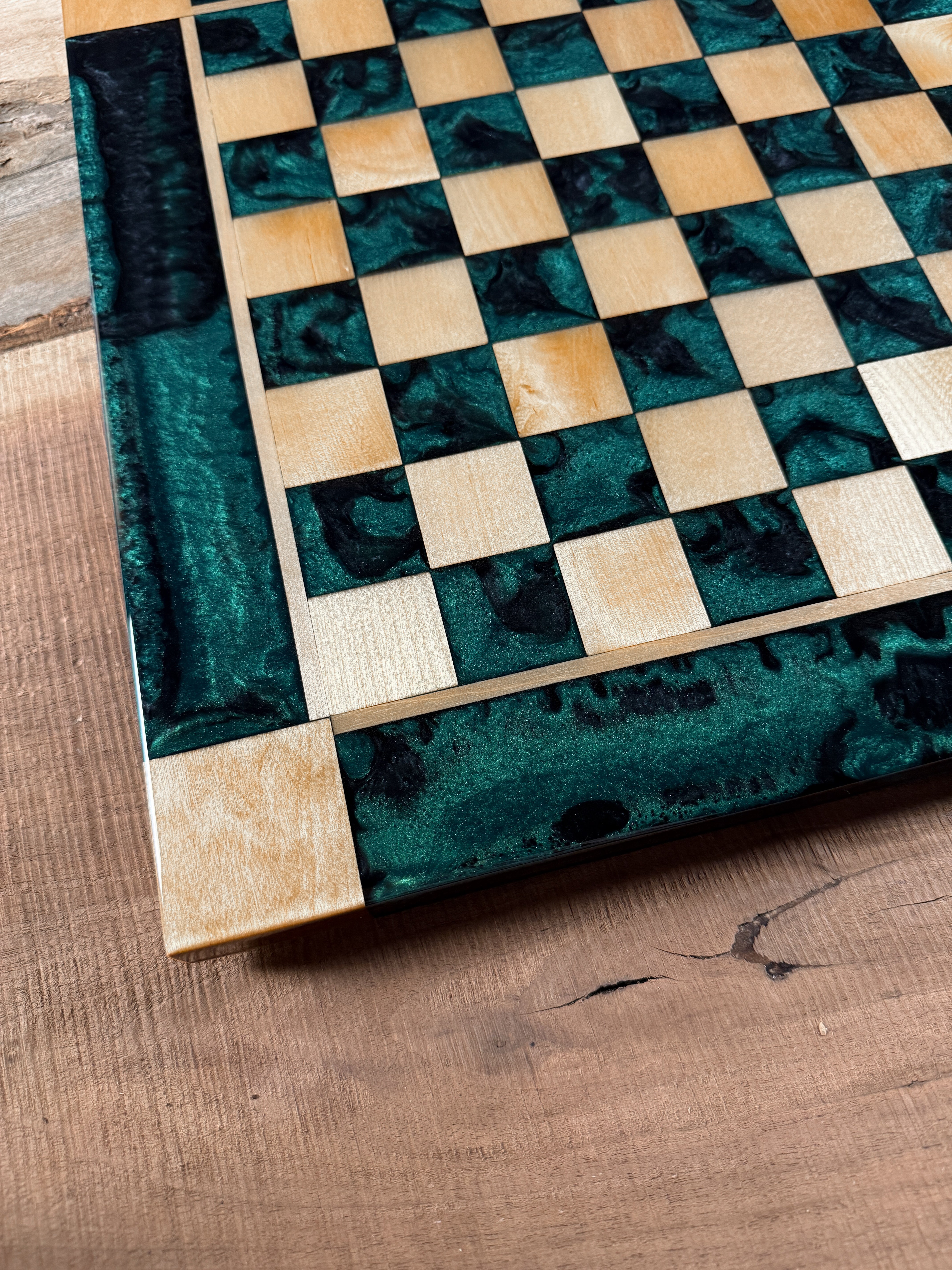 Emerald Black Onyx Maple Wood Chess Board