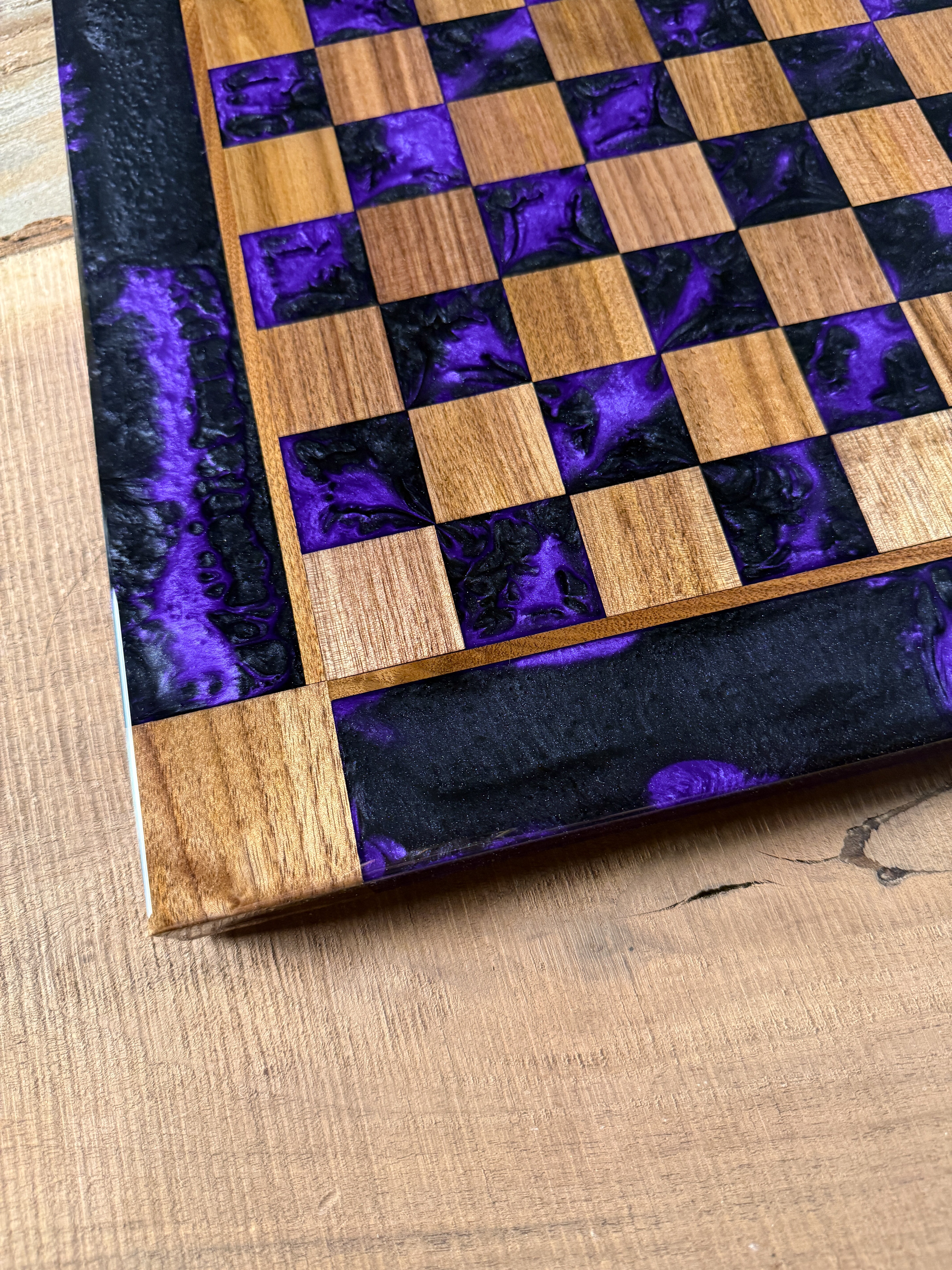 Black Onyx Purple Haze Walnut Chess Board (Chess Set Included)
