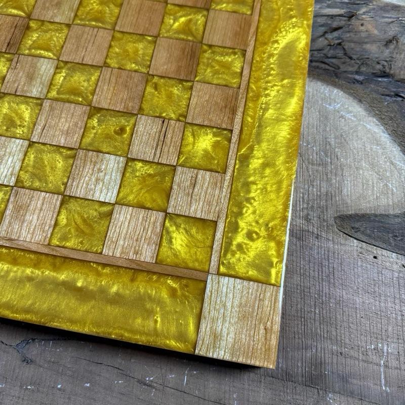 Golden Cherry Wood Chess Board (INCLUDES PIECES)