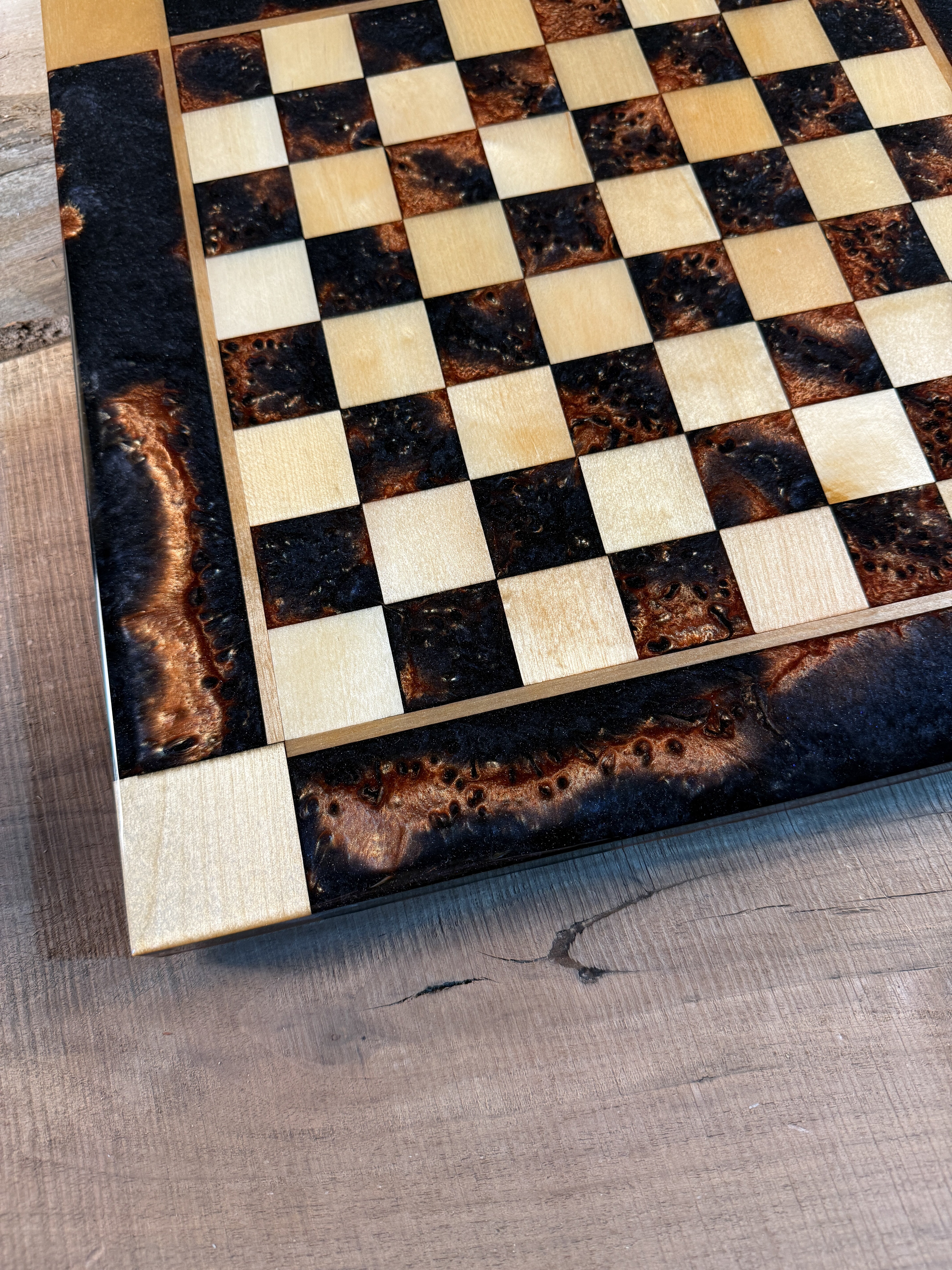 Black Onyx Copper Maple Wood Chess Board