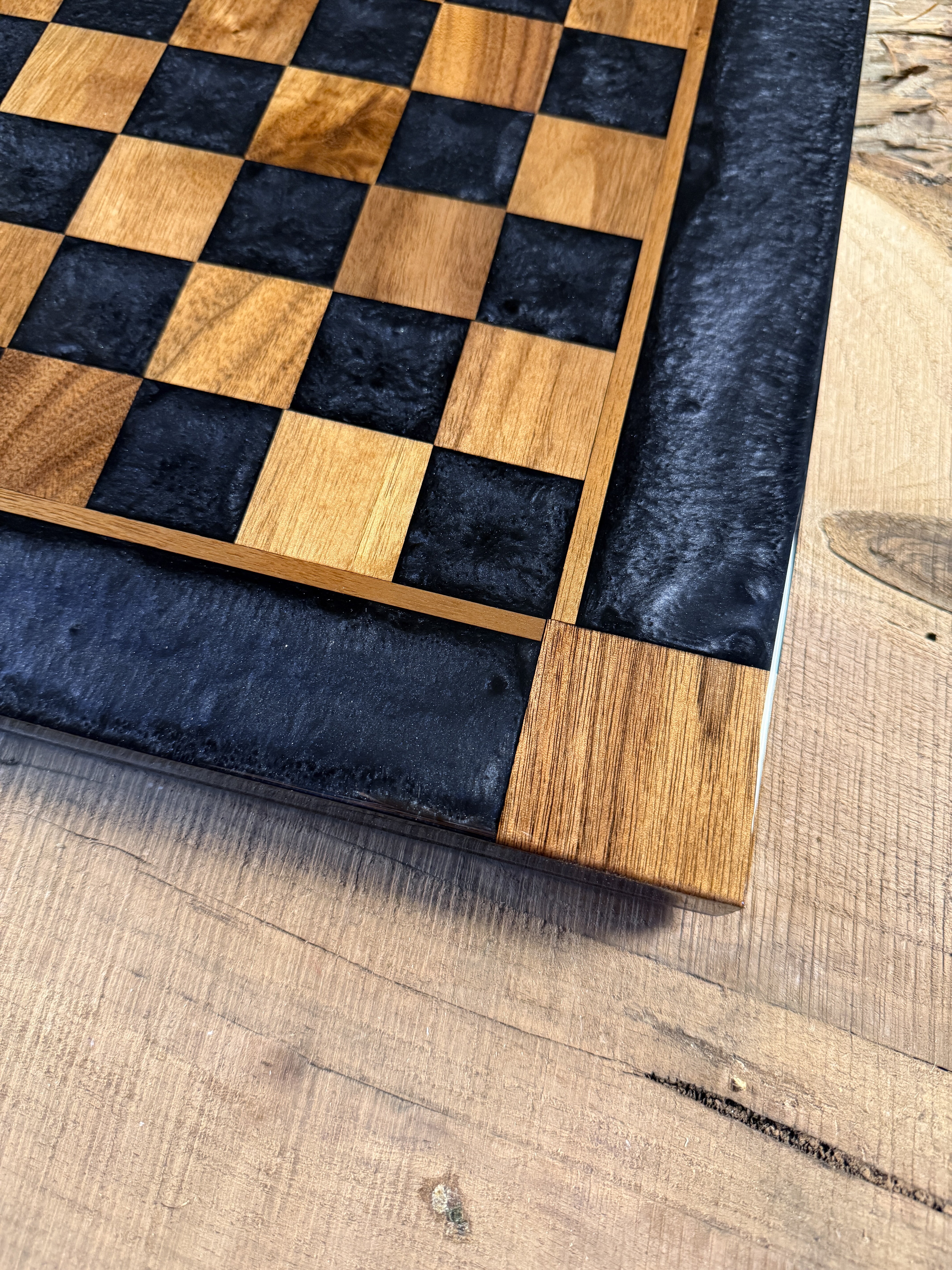 Black Onyx Walnut Chess Board (Chess Set Included)