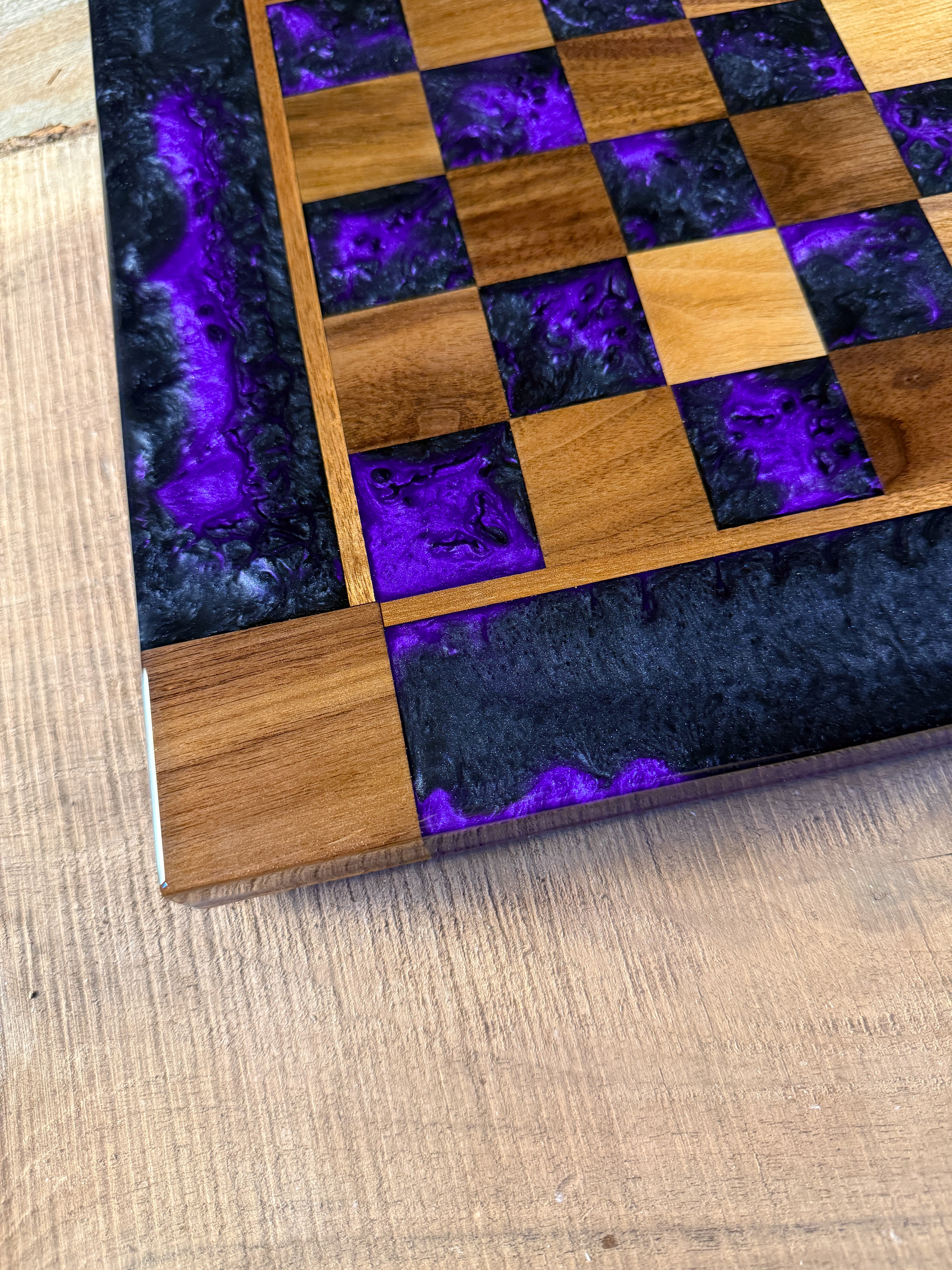 Black Onyx Purple Haze Walnut Chess Board (Chess Set Included)