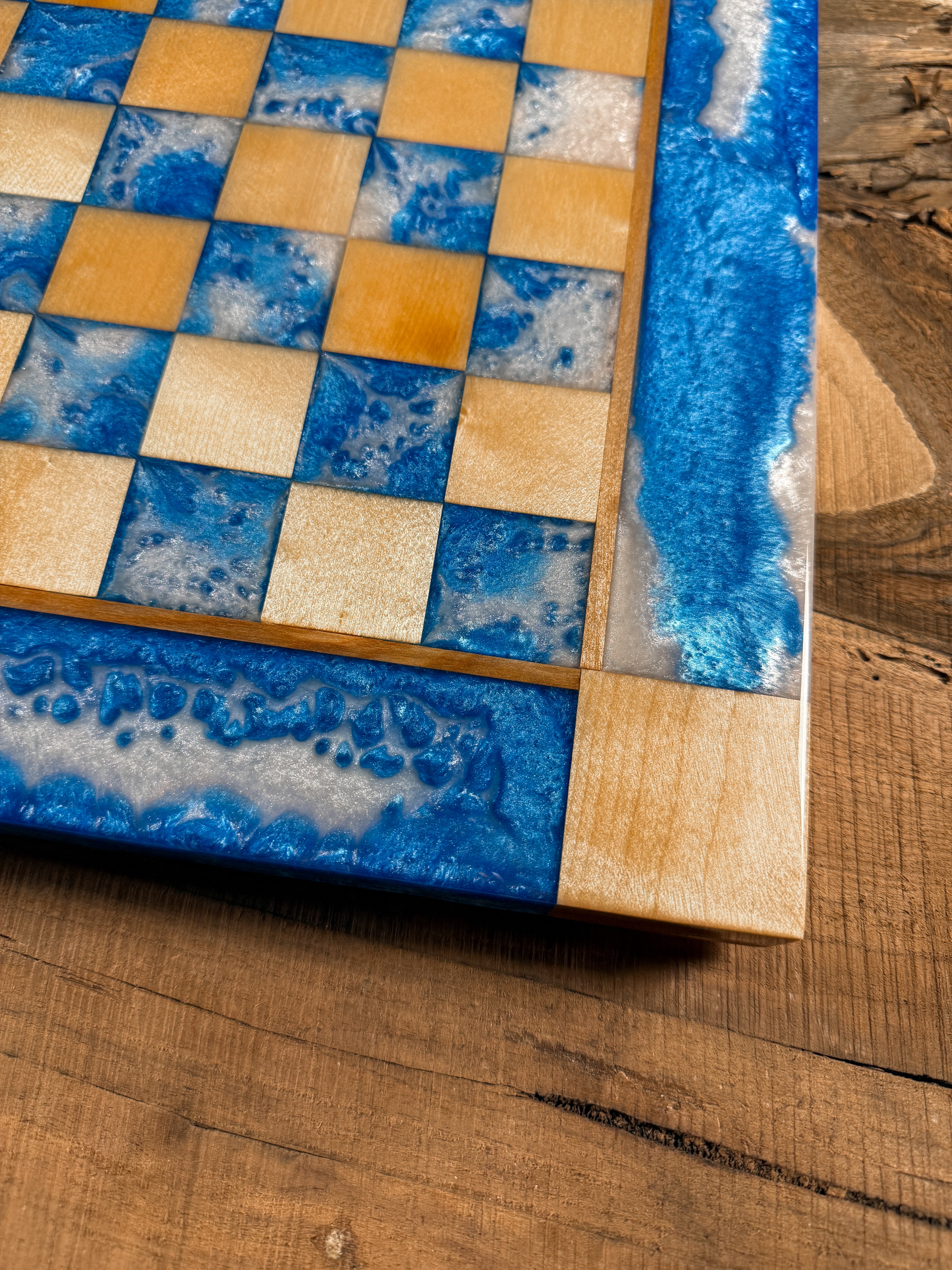 Ocean Cloud Maple Wood Chess Board (Chess Set Included)