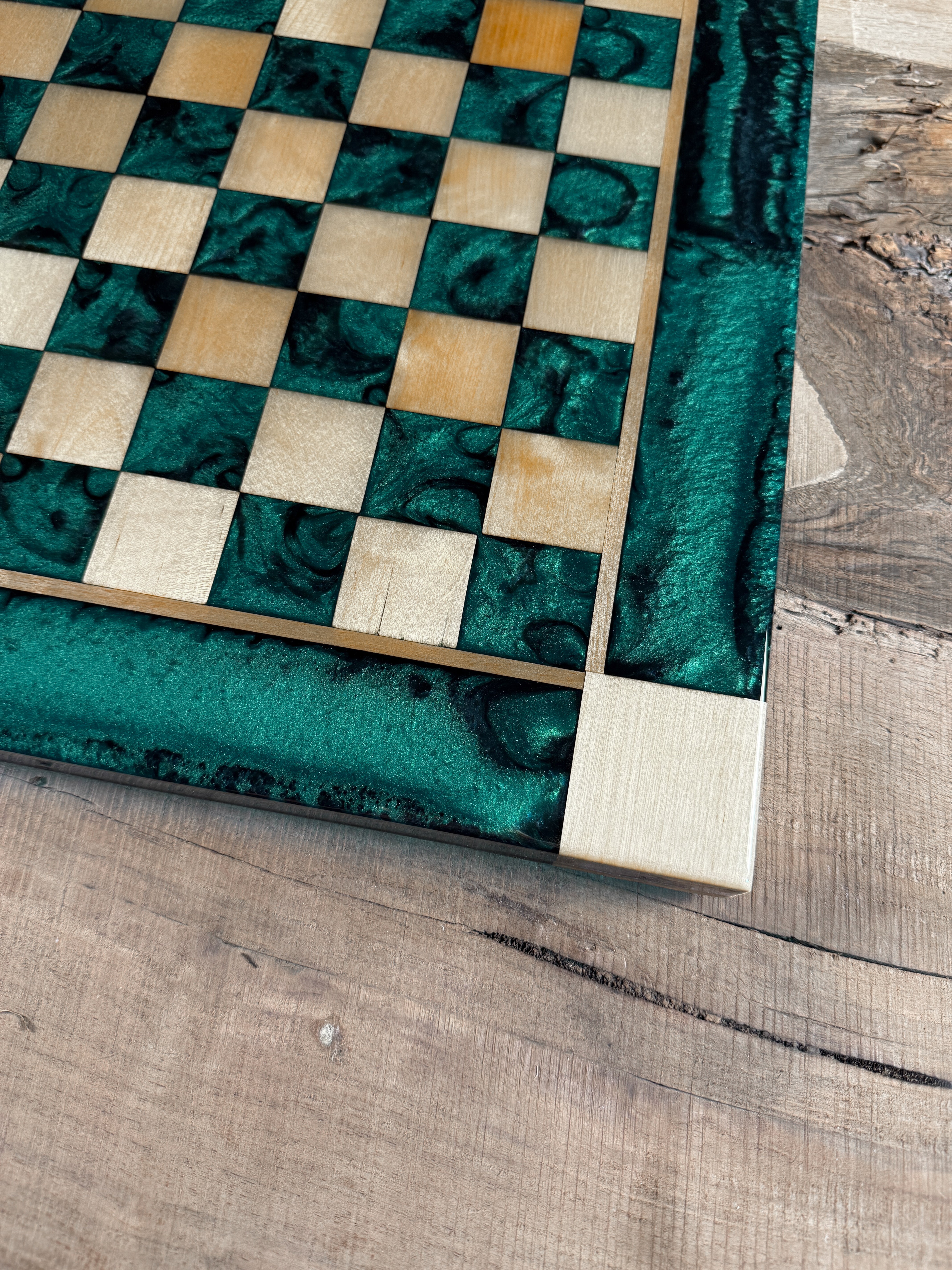 Emerald Black Onyx Maple Wood Chess Board