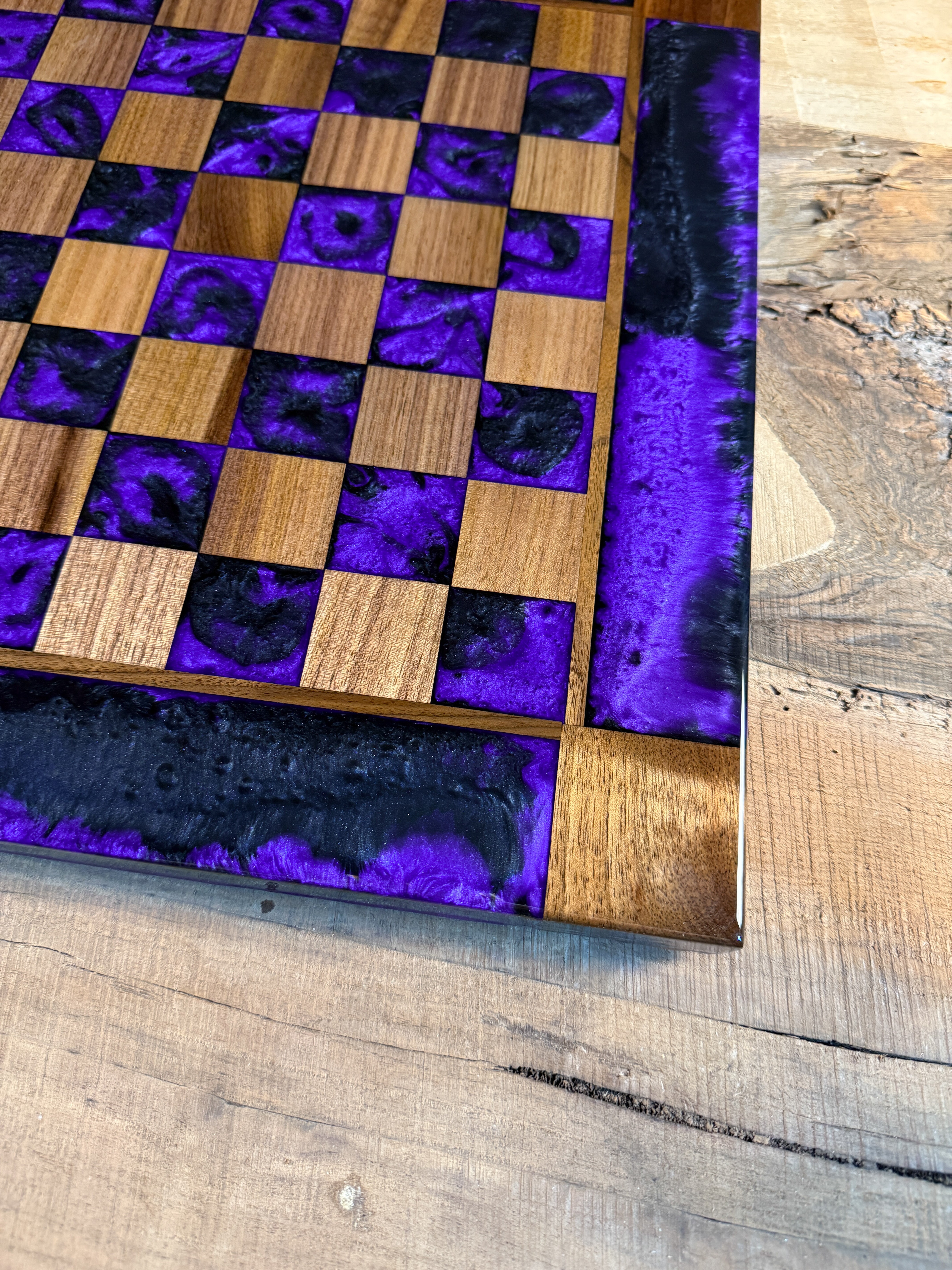 Black Onyx Purple Haze Walnut Chess Board