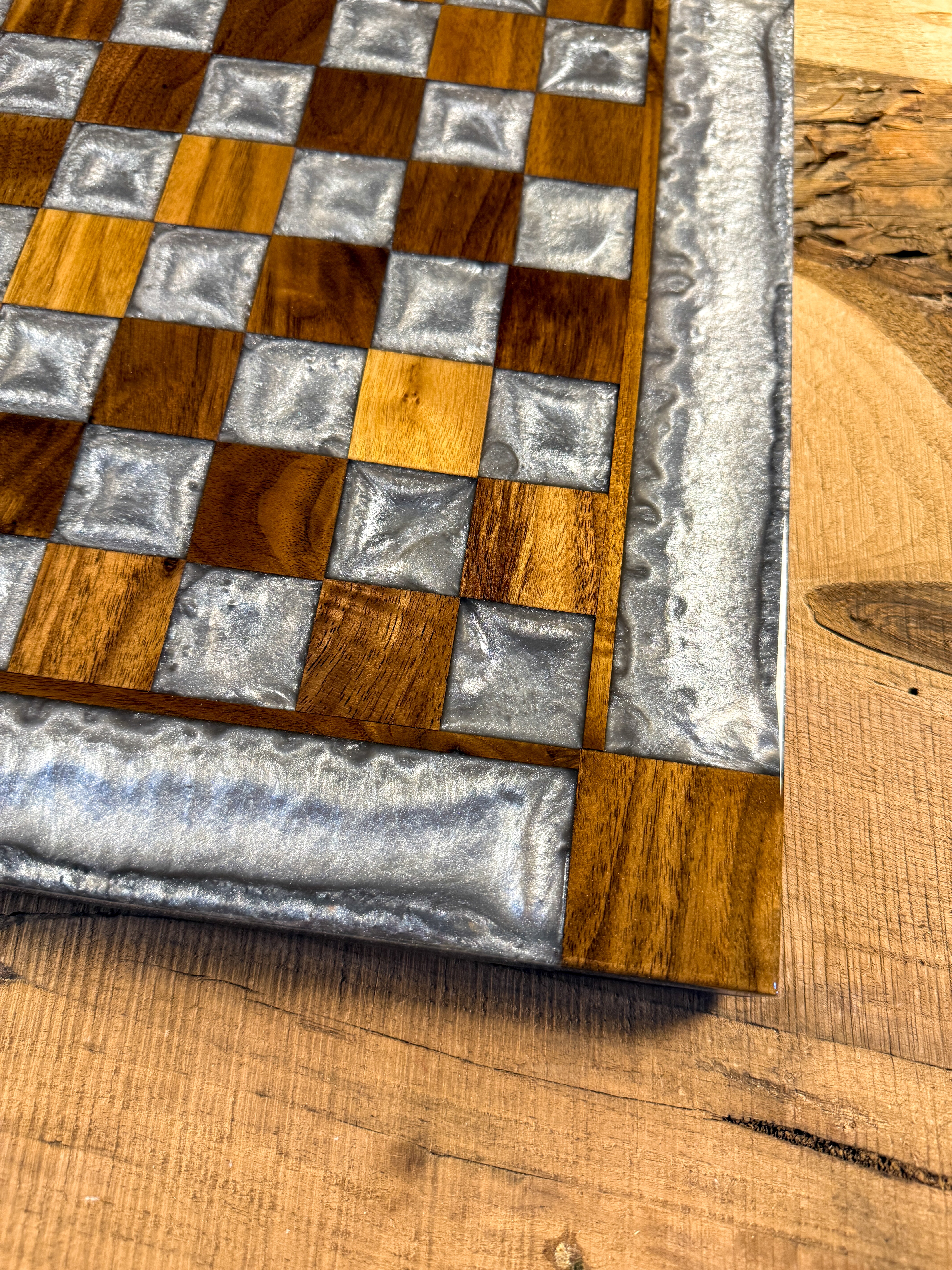 Silver Cloud Walnut Chess Board (Chess Set Included)
