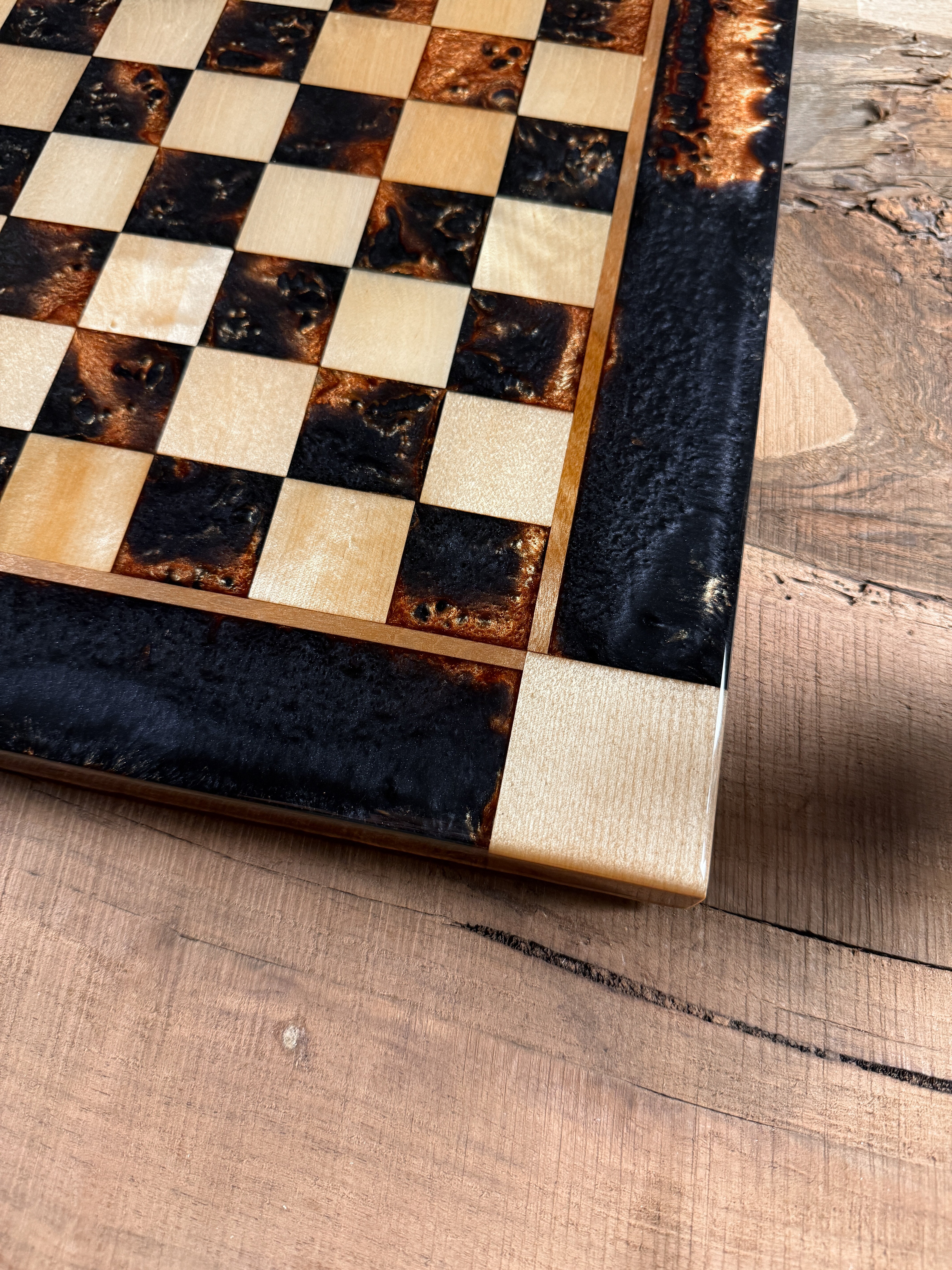 Black Onyx Copper Maple Wood Chess Board