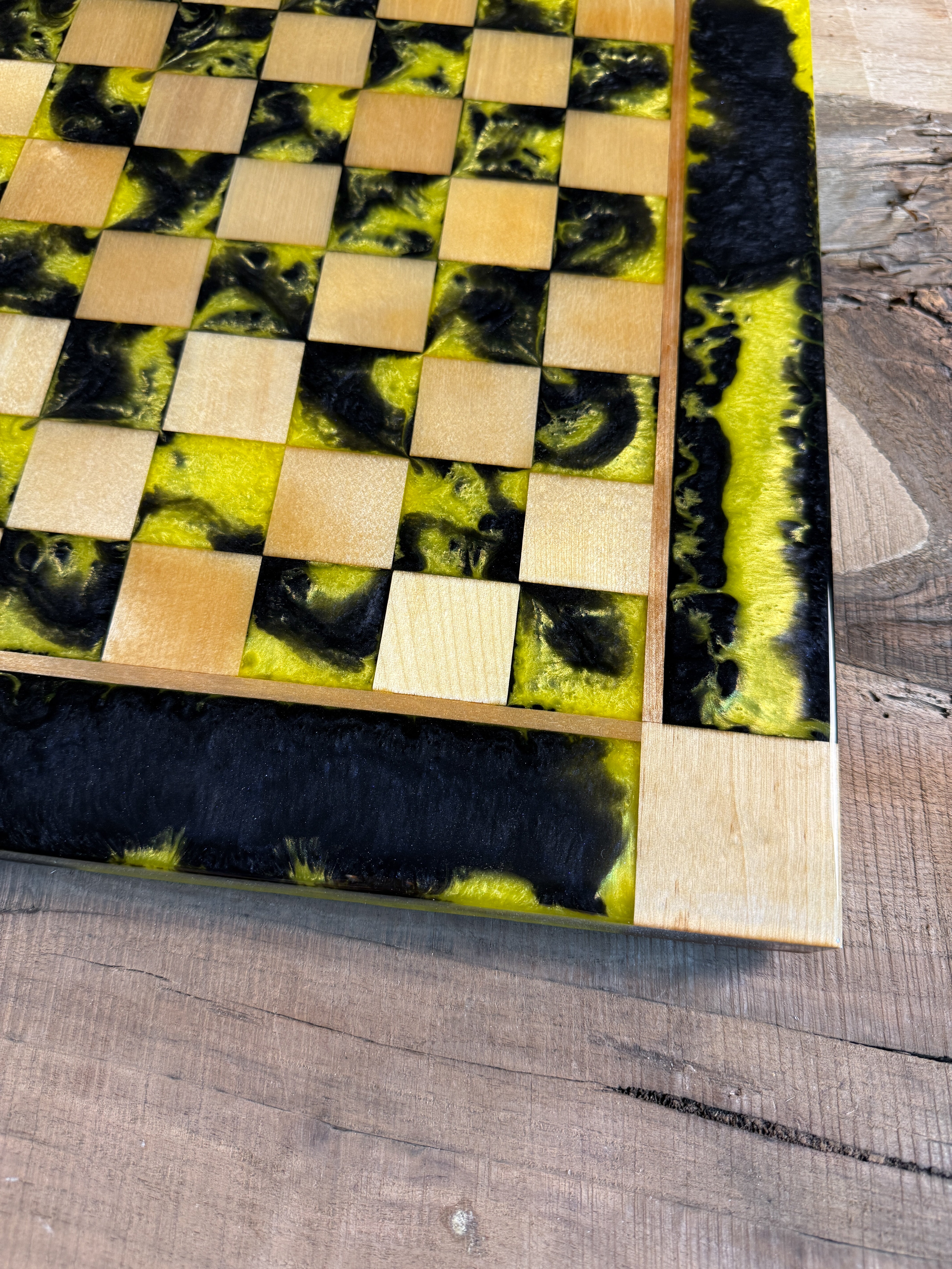 Black Onyx Yellow Maple Wood Chess Board