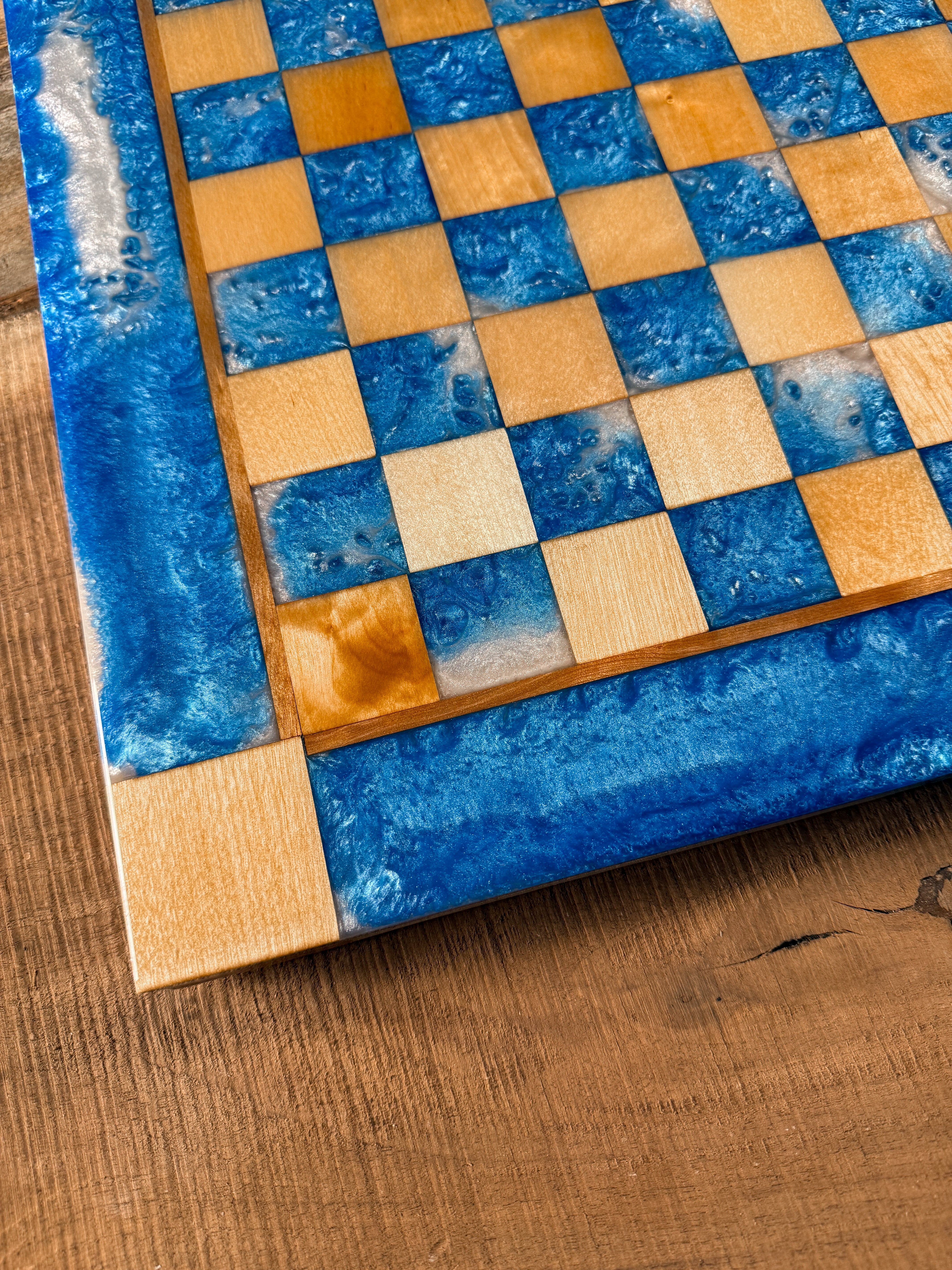 Ocean Cloud Maple Wood Chess Board (Chess Set Included)