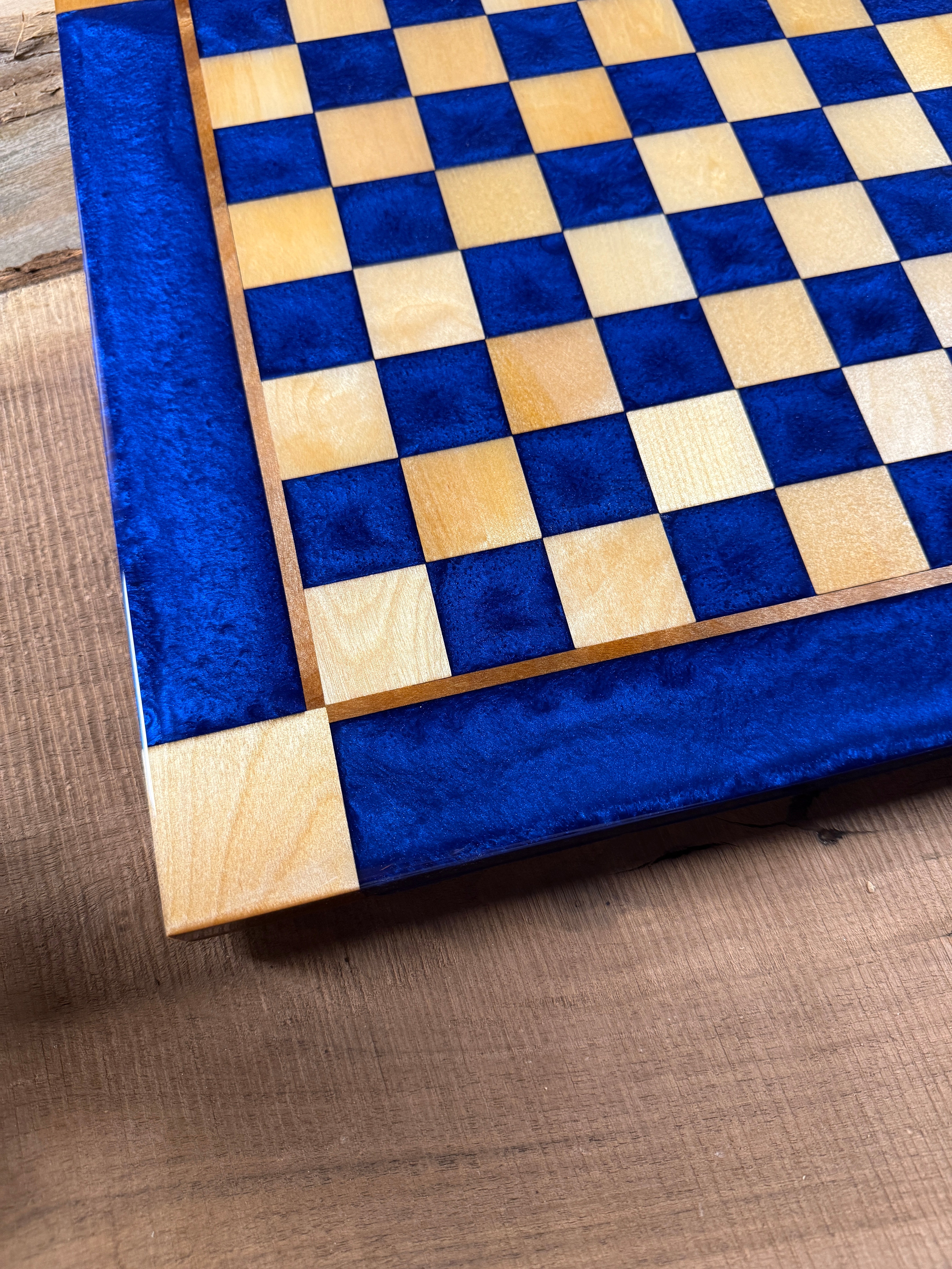 Deep Blue Maple Wood Chess Board