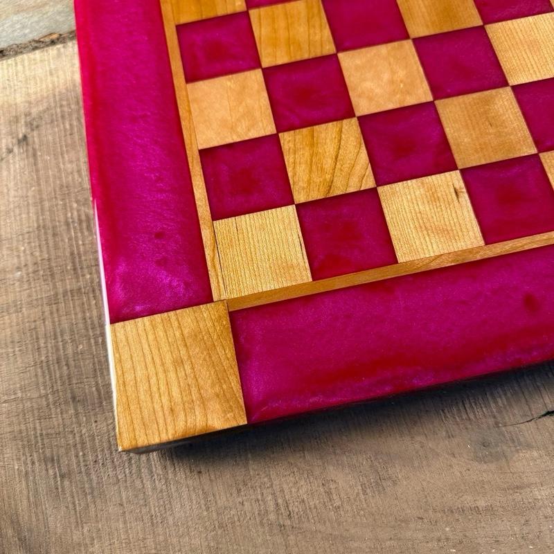 Raging Rose Cherry Chess Board Includes Pieces United States Crafted Chessboard