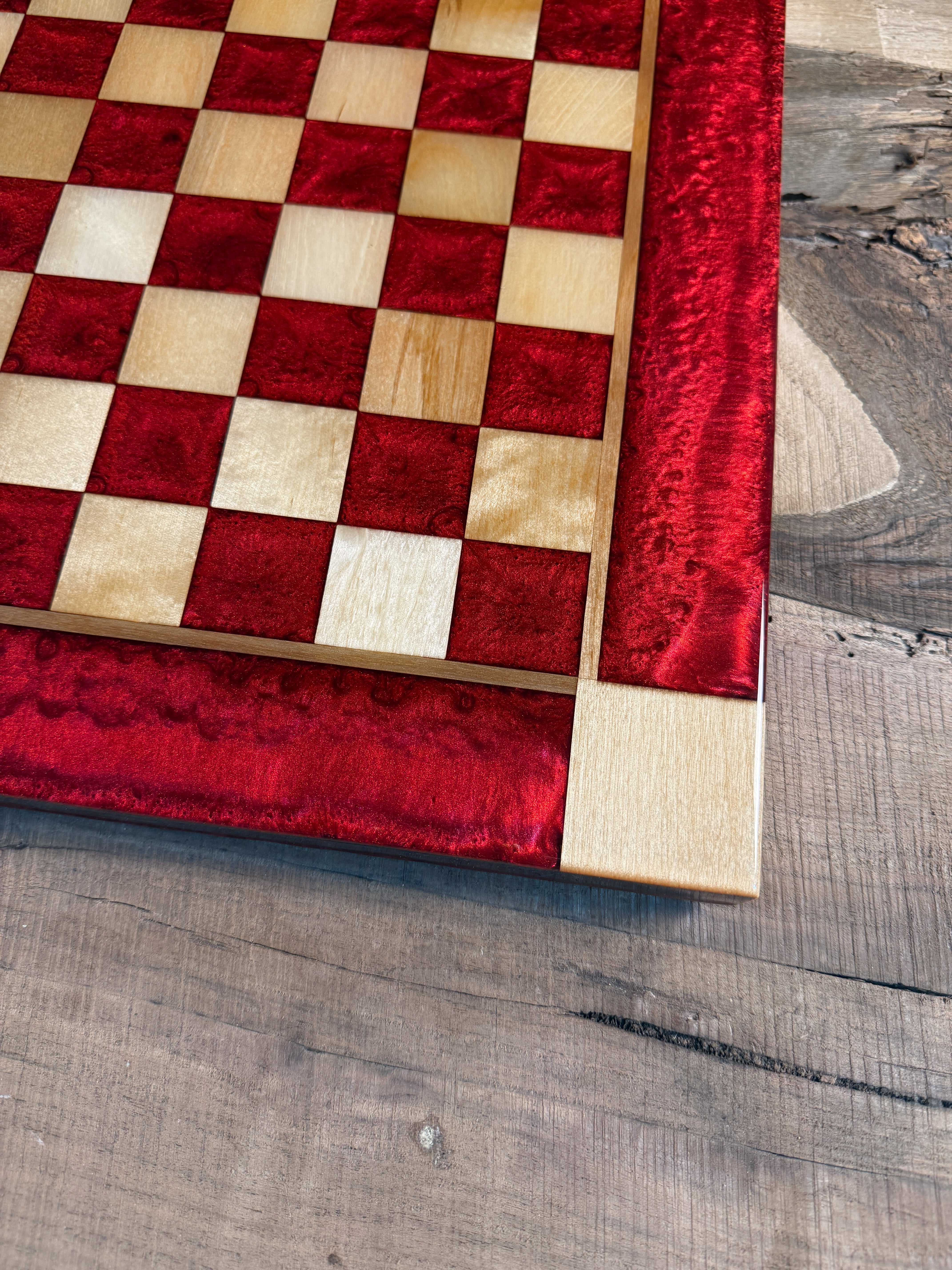 Red Lava Maple Wood Chess Board