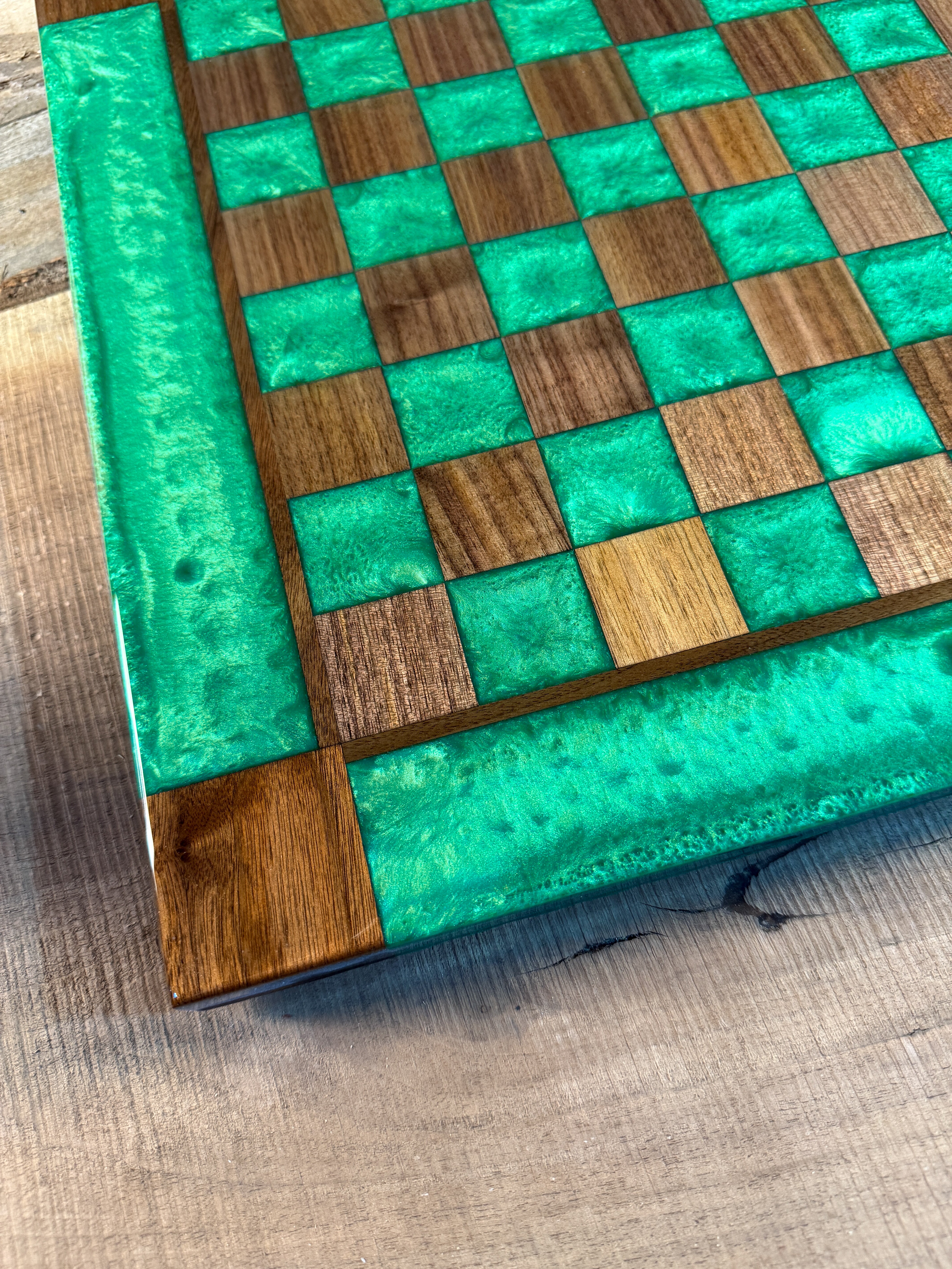 Jungle Green Black Walnut Wood Chess Board
