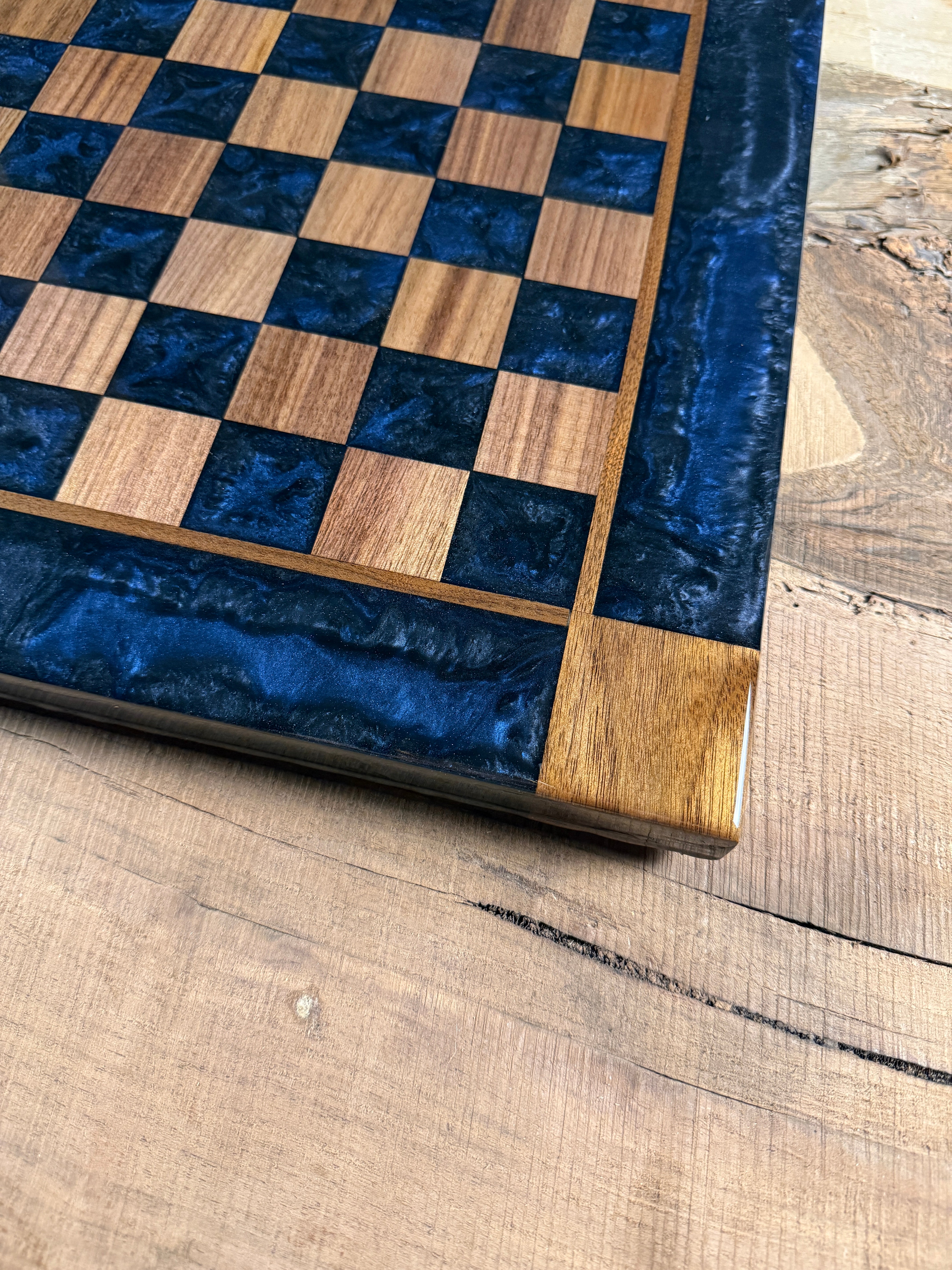 Midnight Blue Walnut Chess Board