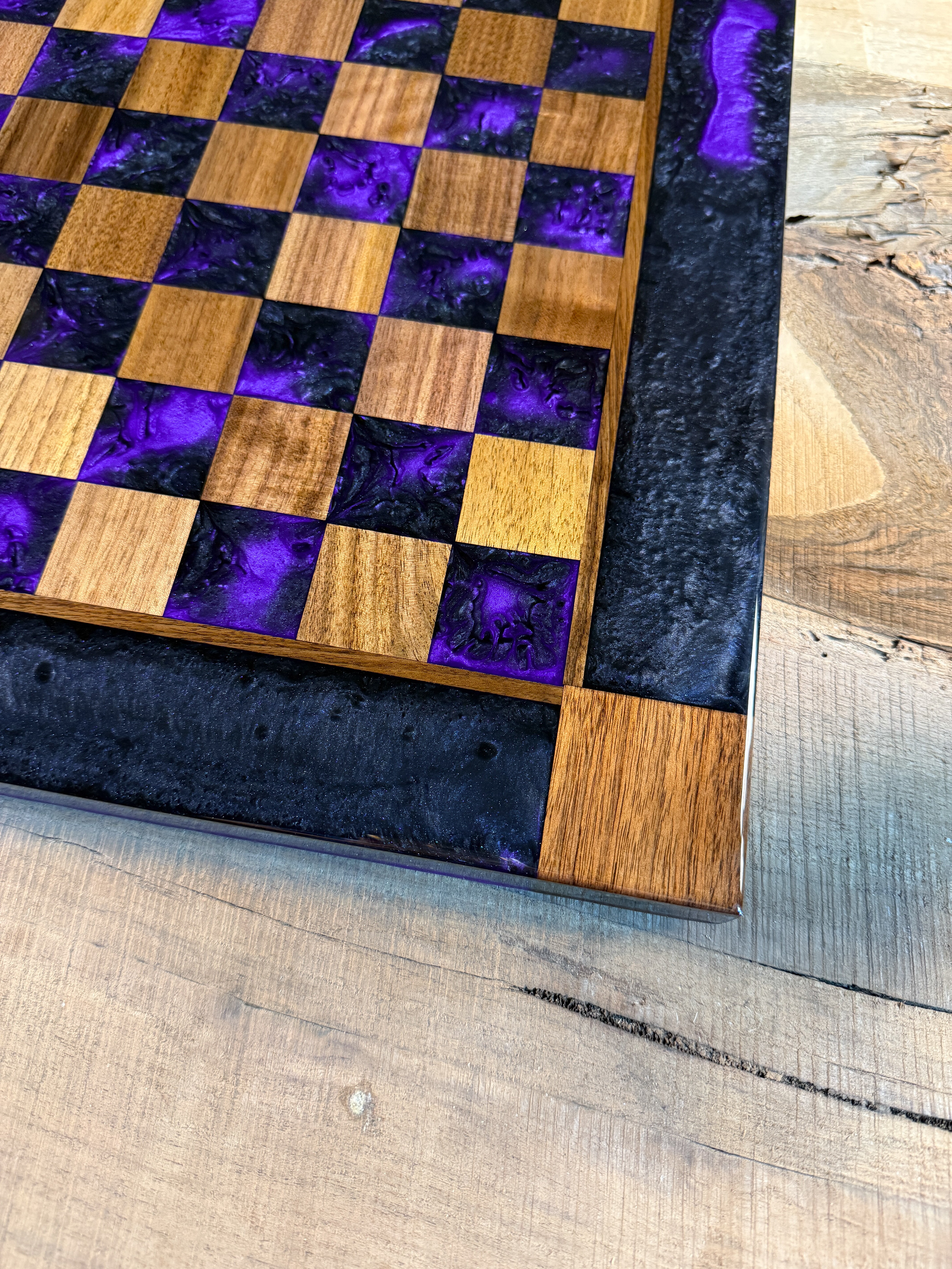 Black Onyx Purple Haze Walnut Chess Board (Chess Set Included)