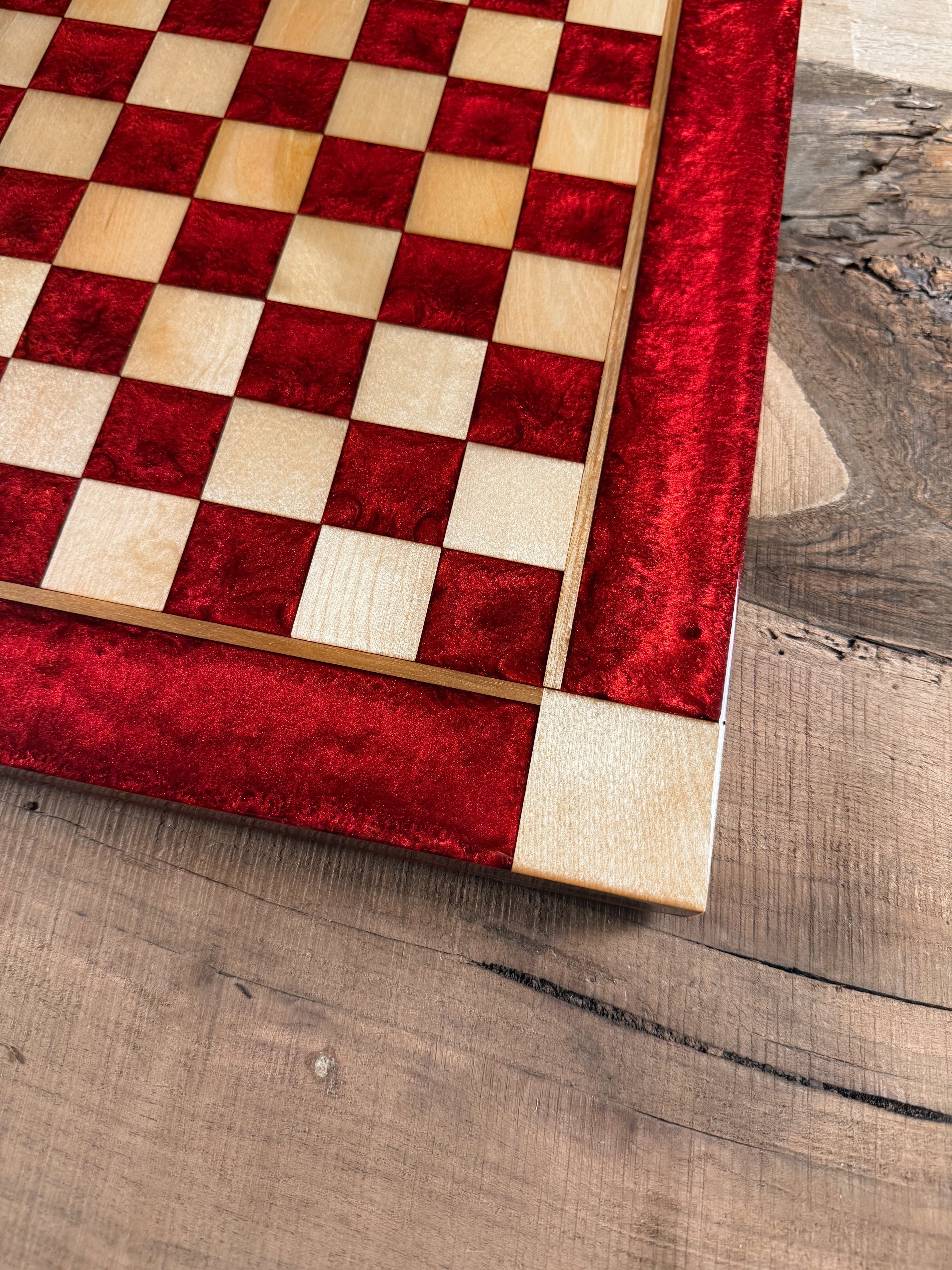 Red Lava Maple Wood Chess Board