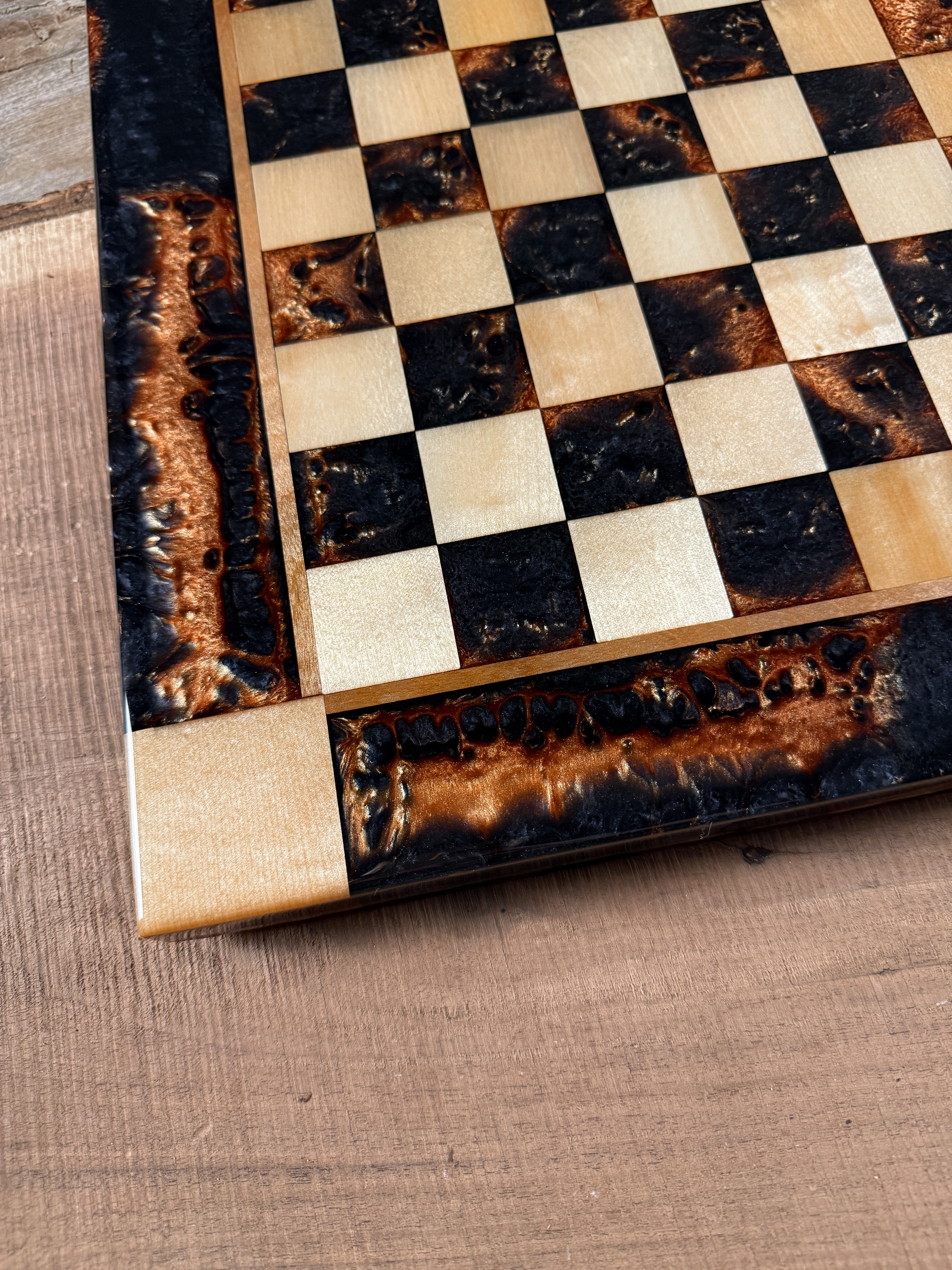 Black Onyx Copper Maple Wood Chess Board