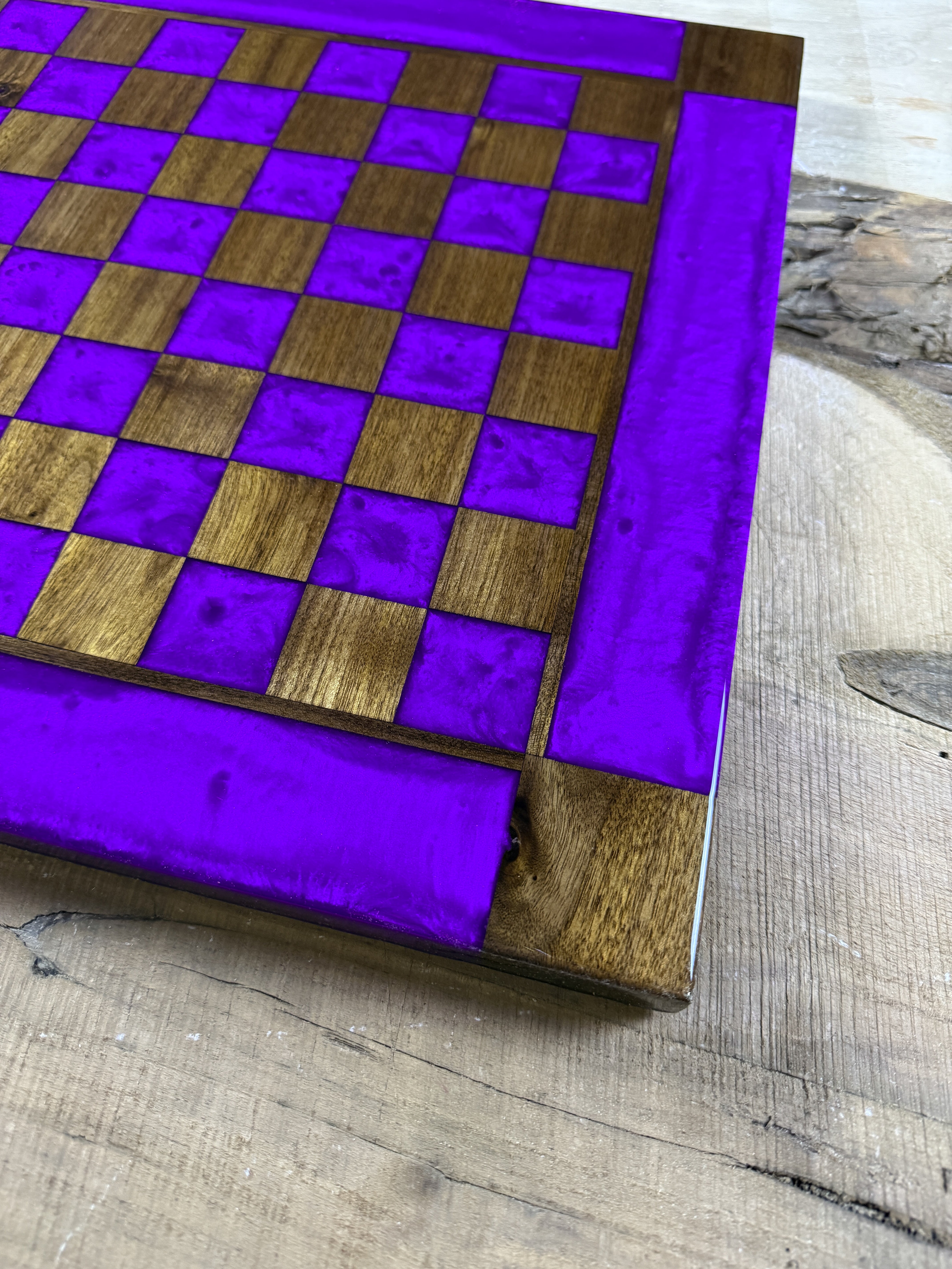 Purple Haze Black Walnut Chess Board (Glass Chess Set Included)