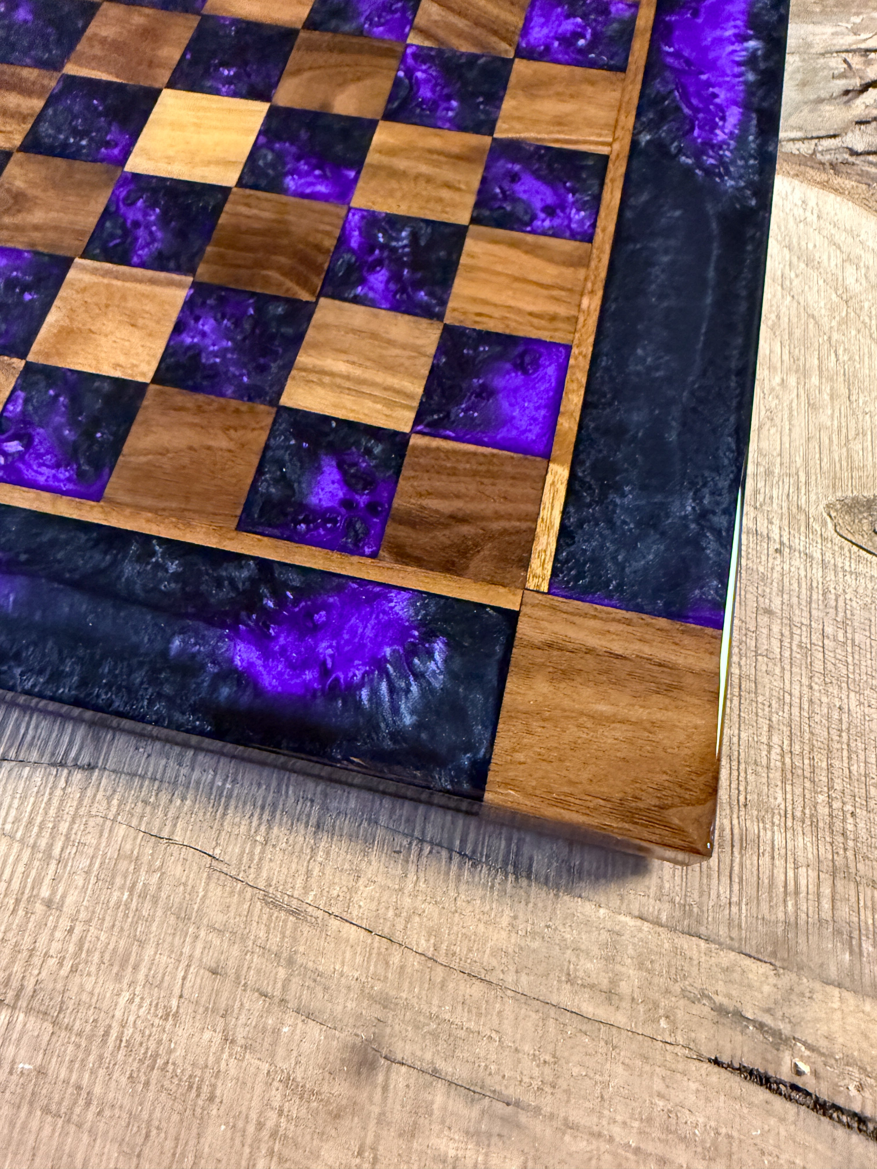 Black Onyx Purple Haze Walnut Chess Board (Chess Set Included)