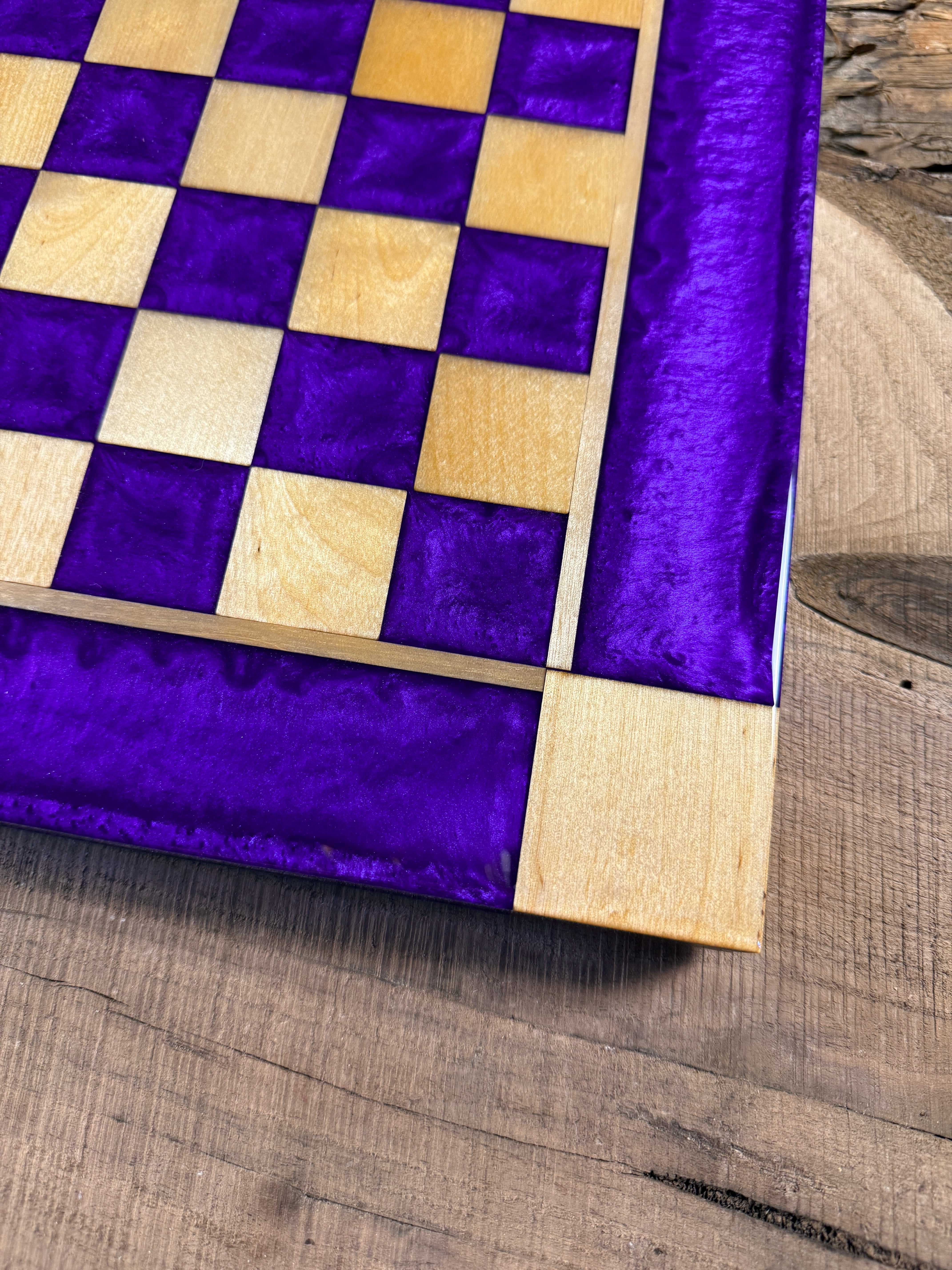 Purple Haze Maple Wood Chess Board (Chess Set Included)