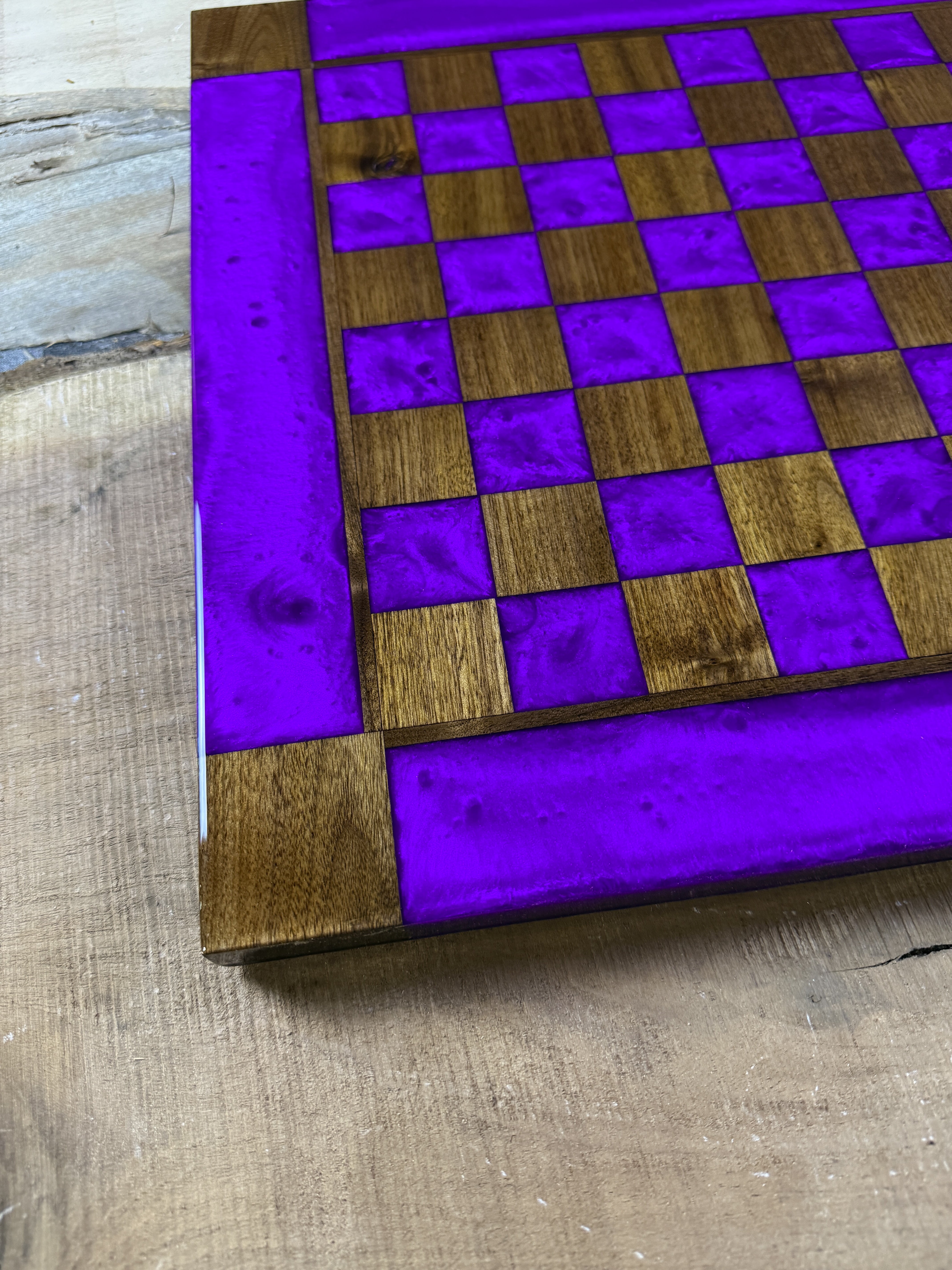 Purple Haze Black Walnut Chess Board (Glass Chess Set Included)