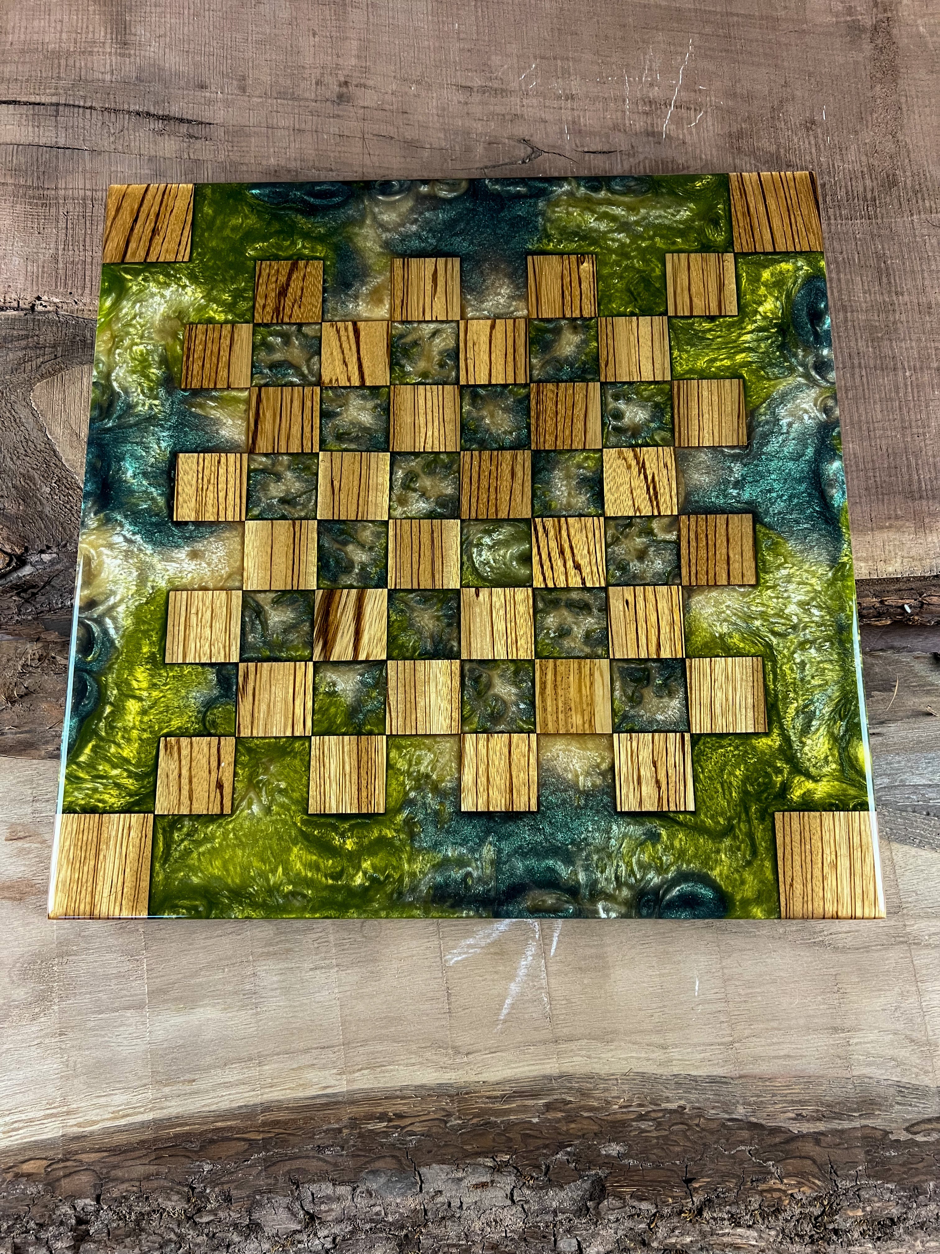 Exotic Zebra Wood Camouflage Chess Board