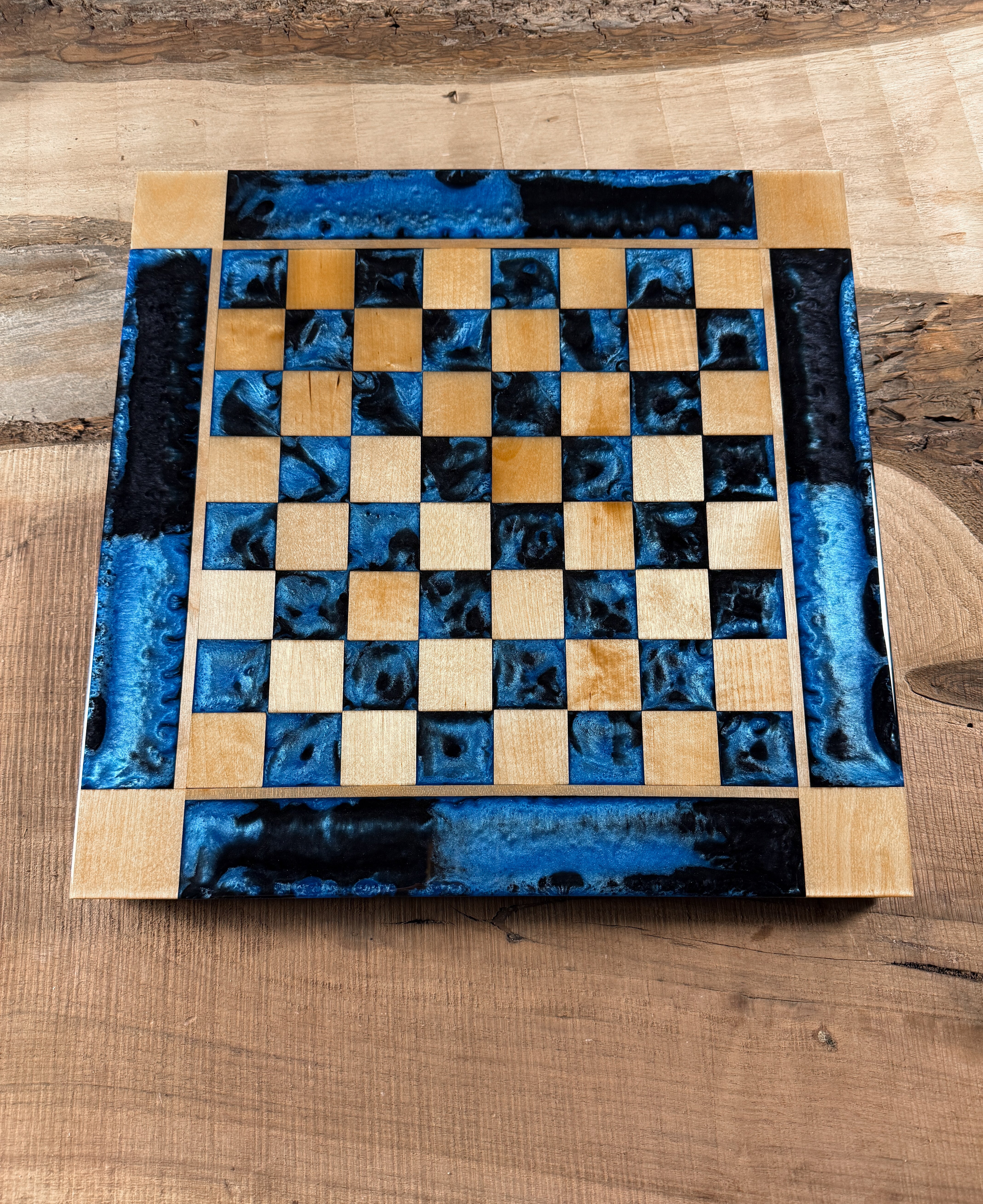 Caribbean Black Onyx Maple Wood Chess Board (PIECES INCLUDED)