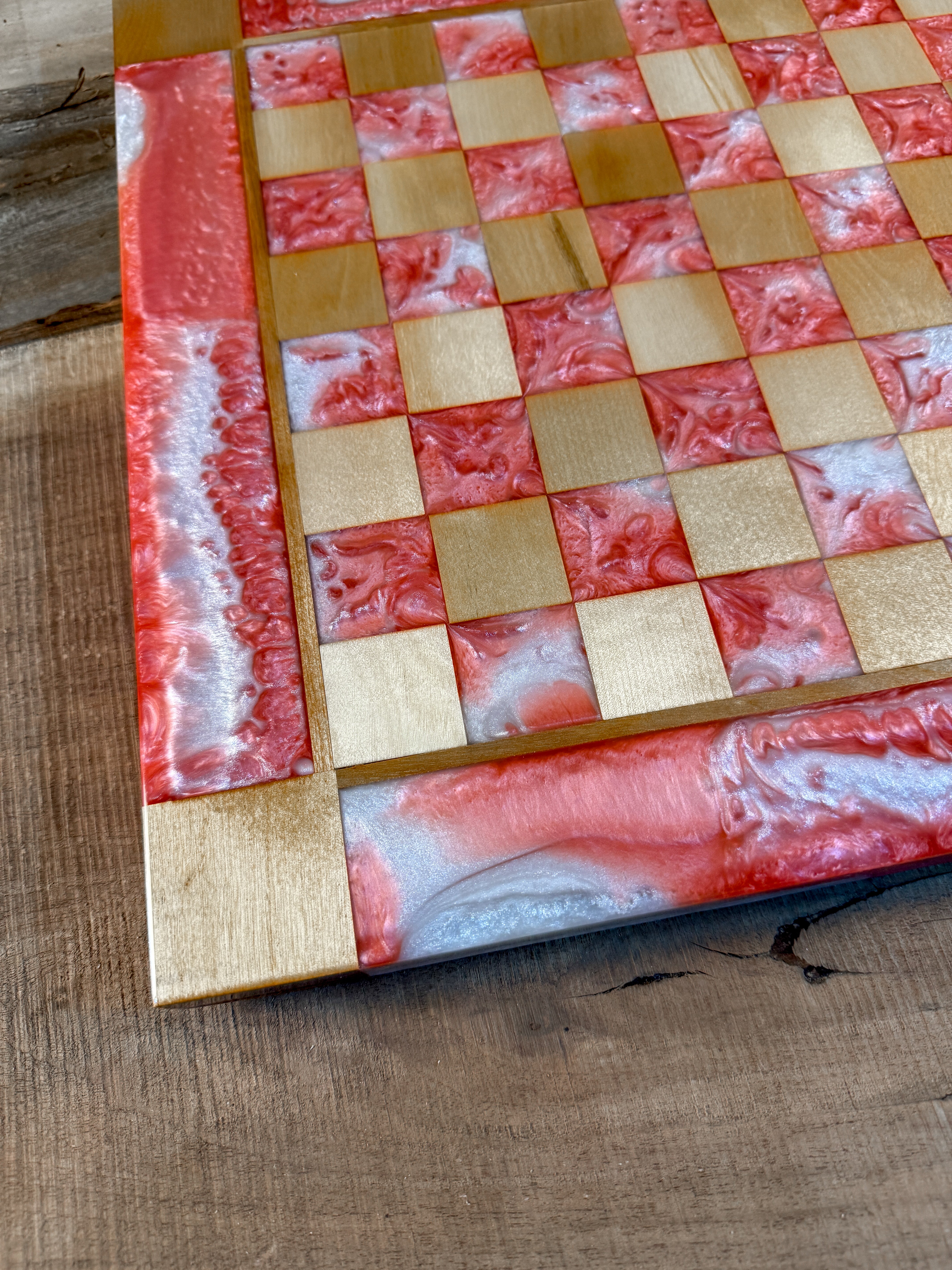 Pearl Pink Rose Maple Wood Chess Board