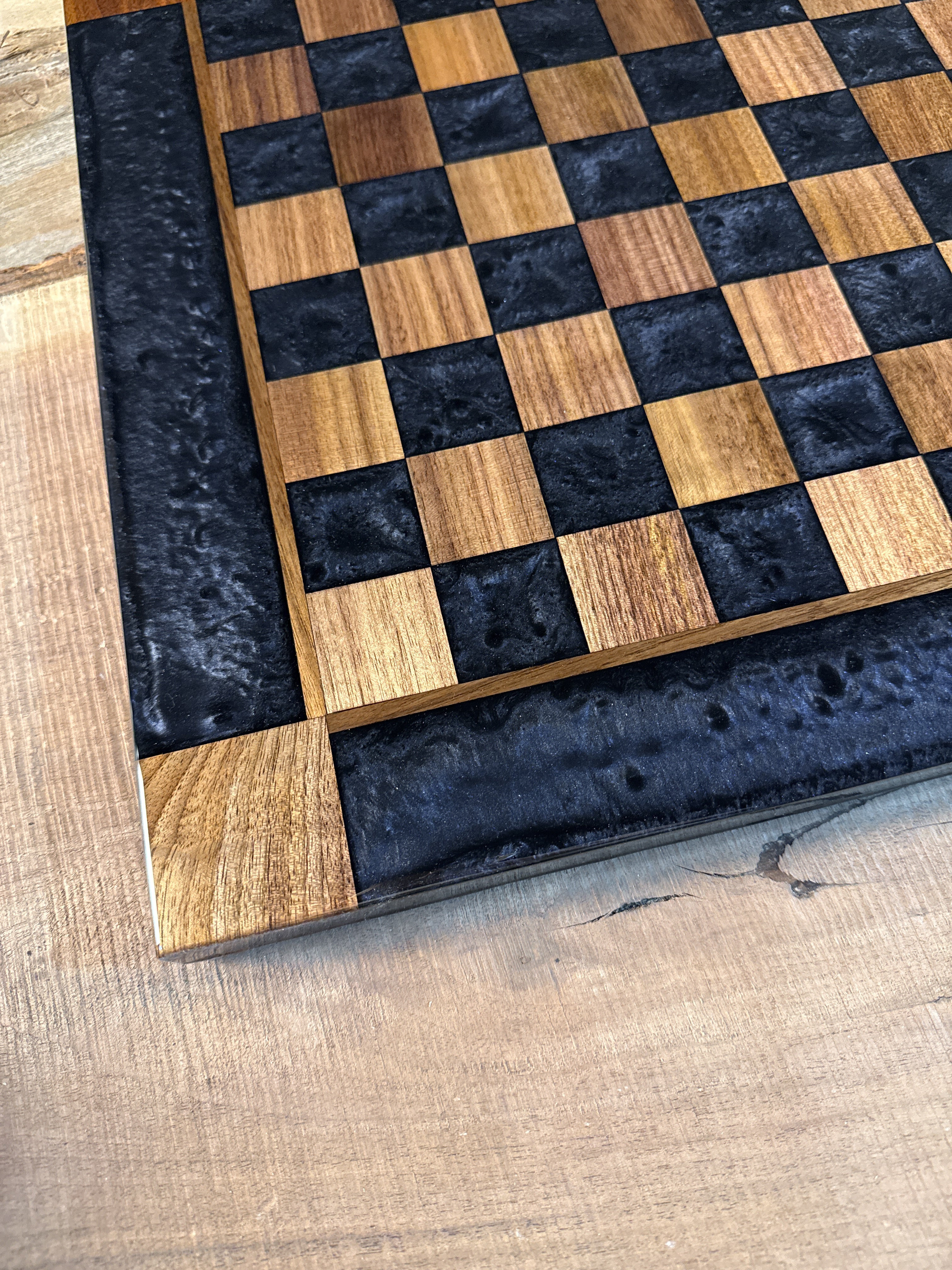 Black Onyx Walnut Chess Board (Chess Set Included)