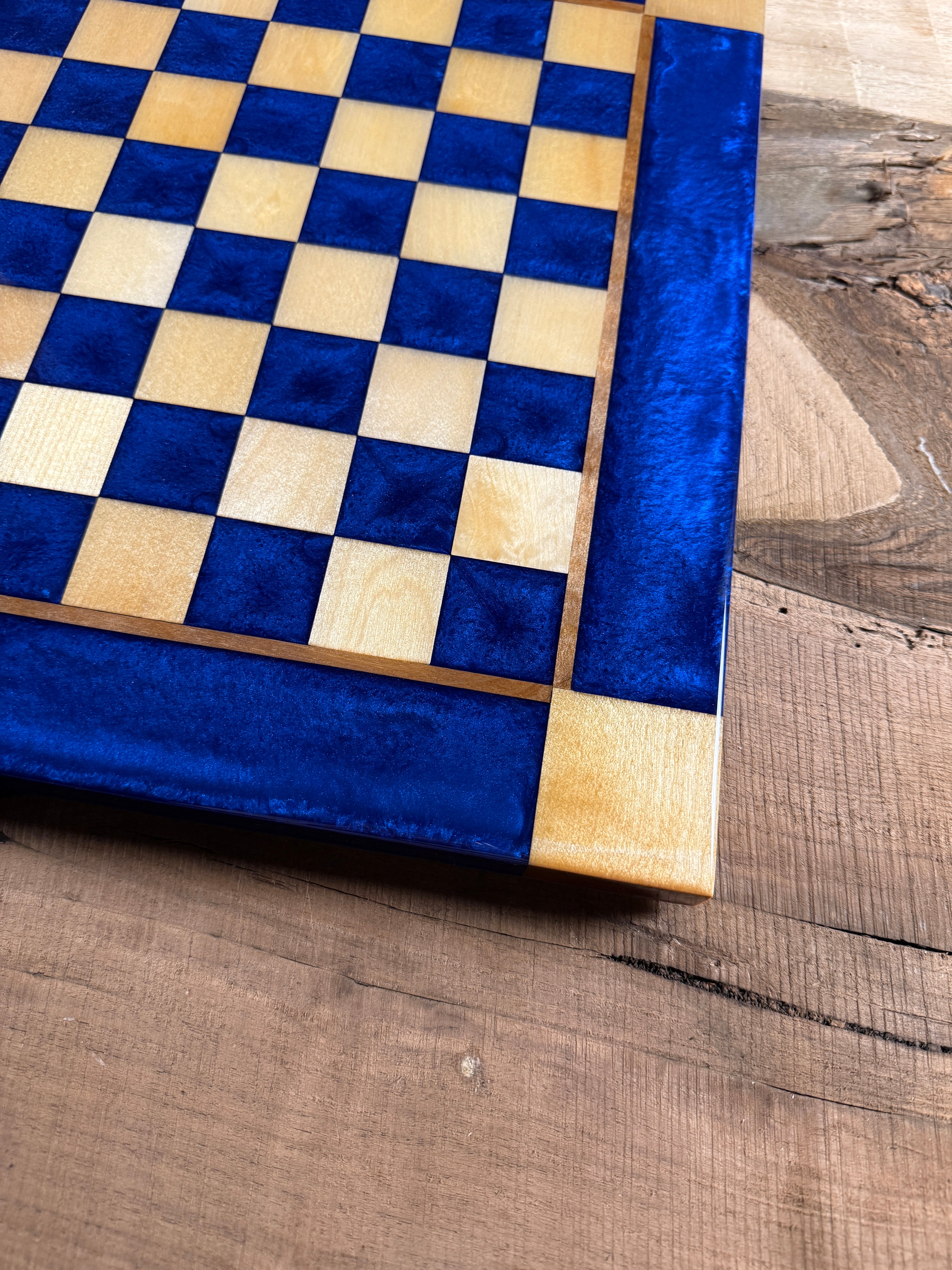 Deep Blue Maple Wood Chess Board