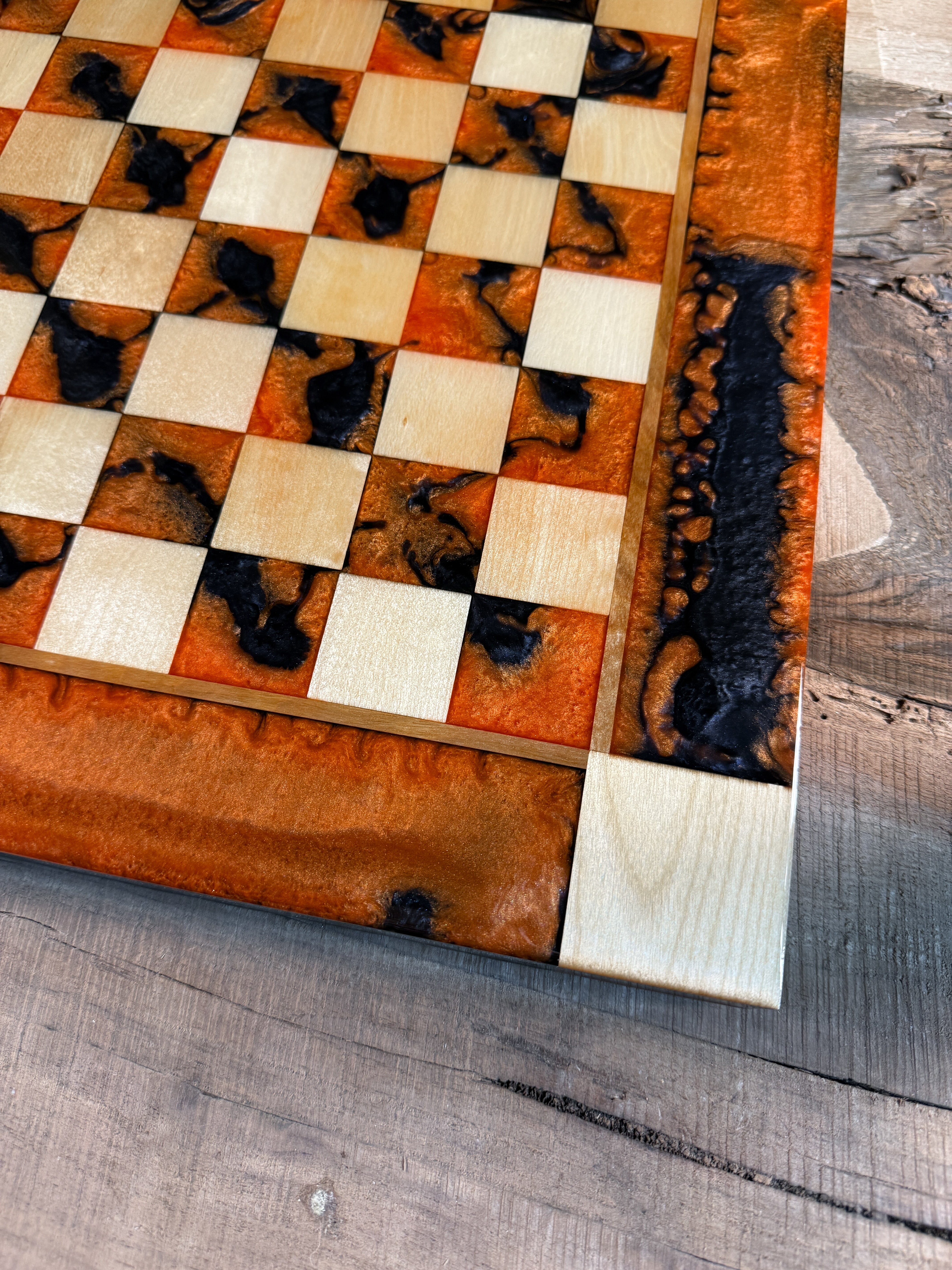 Black Onyx Orange Maple Wood Chess Board