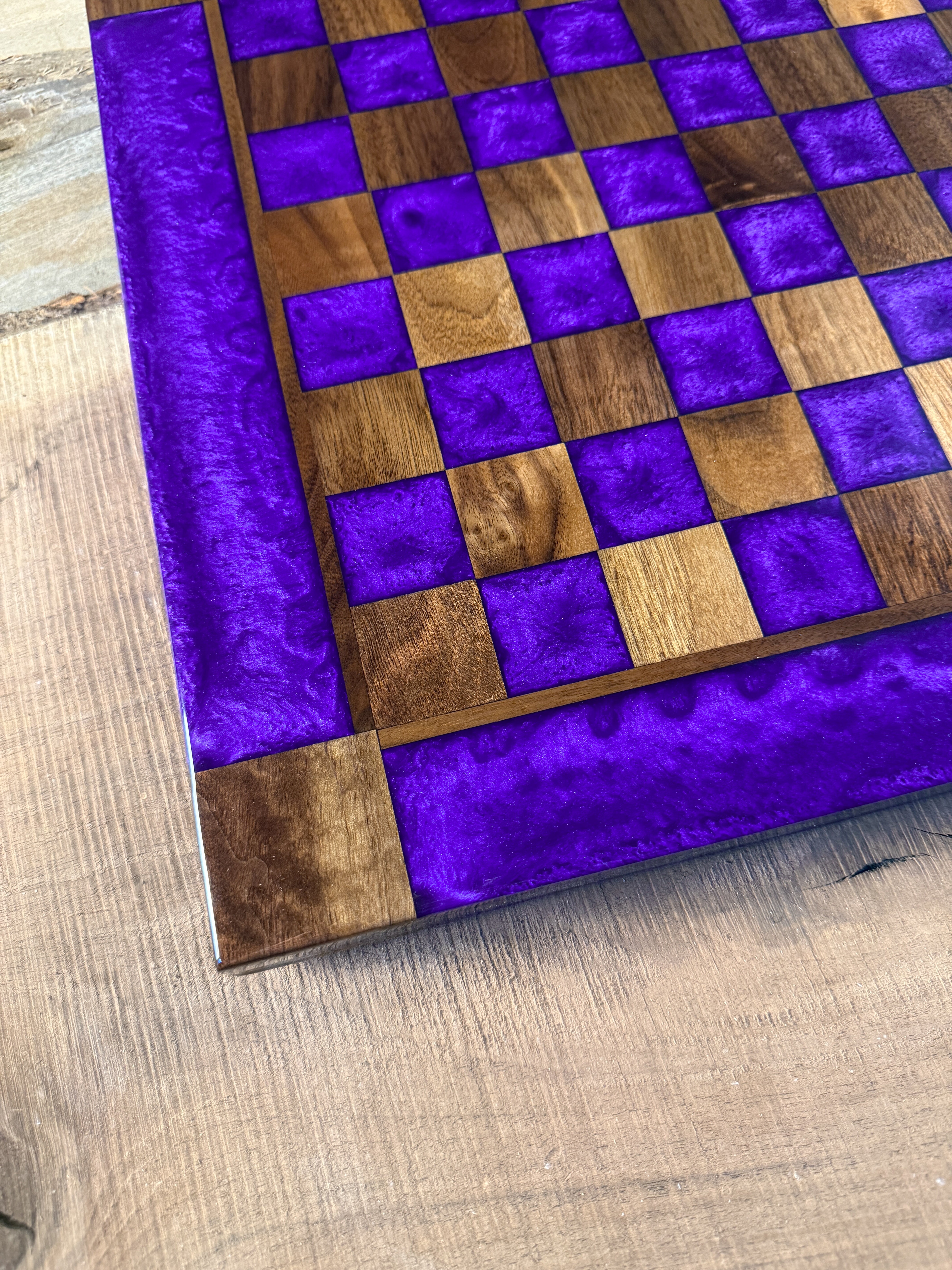 Purple Haze Black Walnut Chess Board (Chess Set Included)