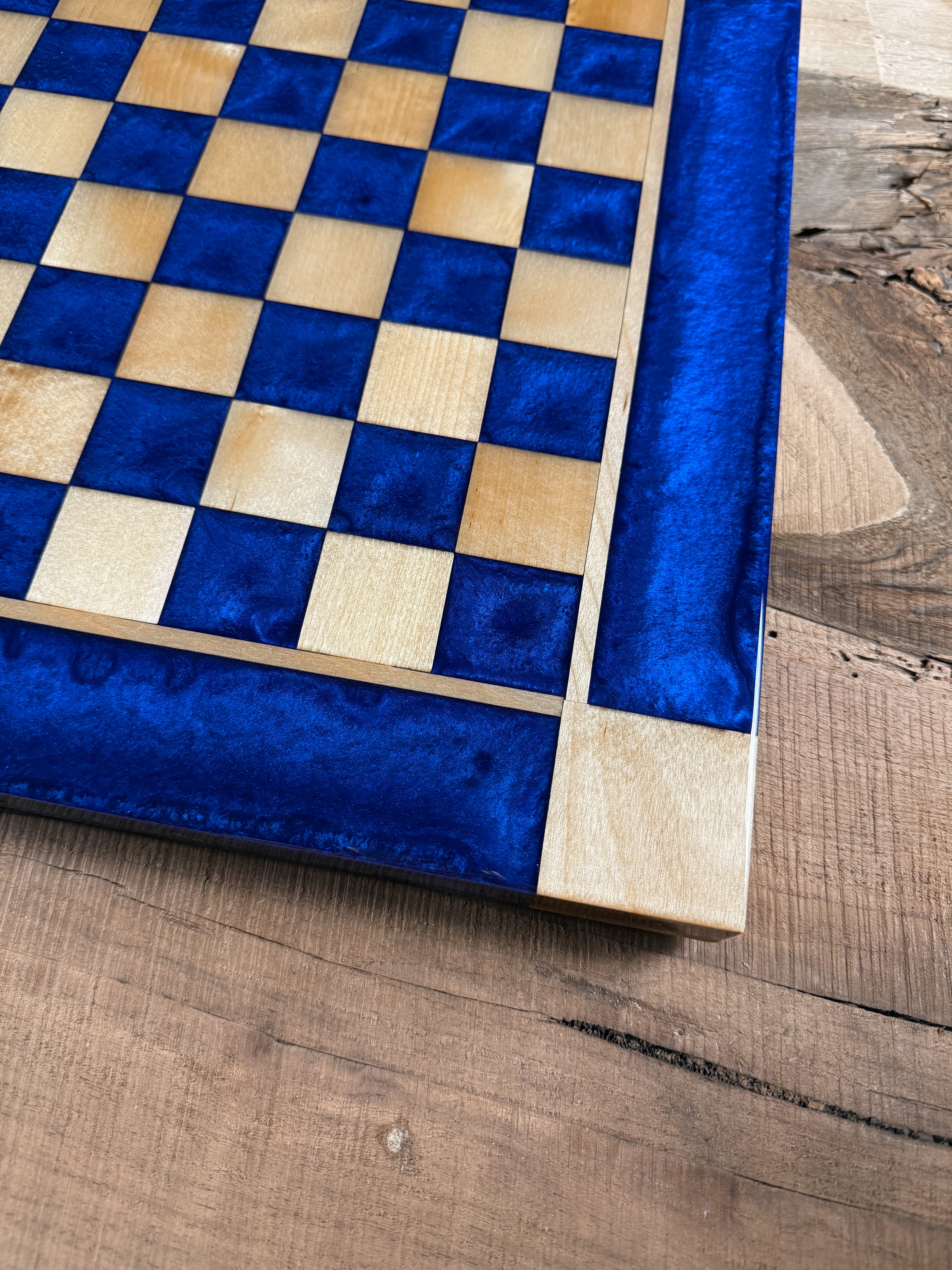 Deep Blue Maple Wood Chess Board