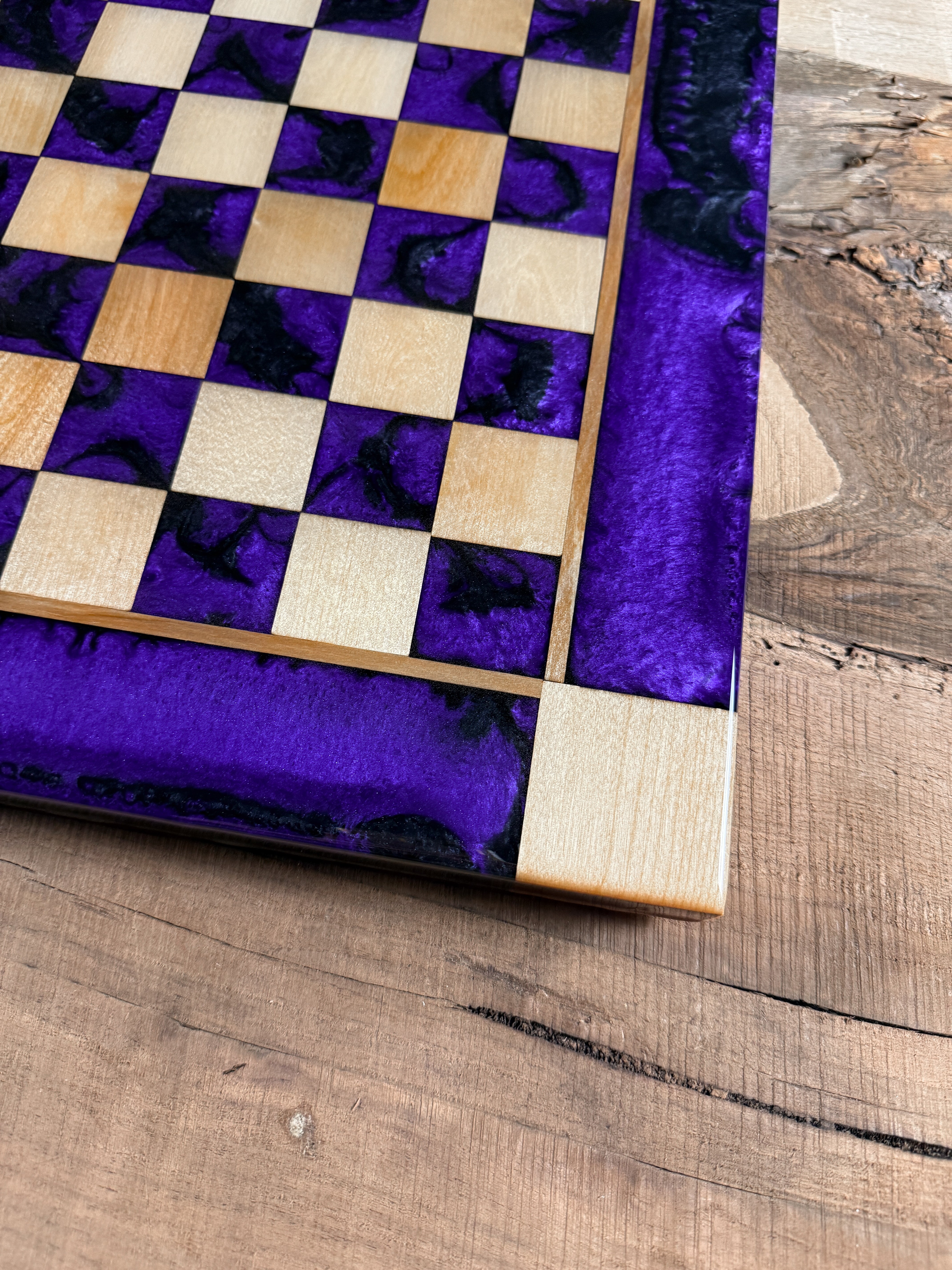 Black Onyx Purple Haze Maple Wood Chess Board
