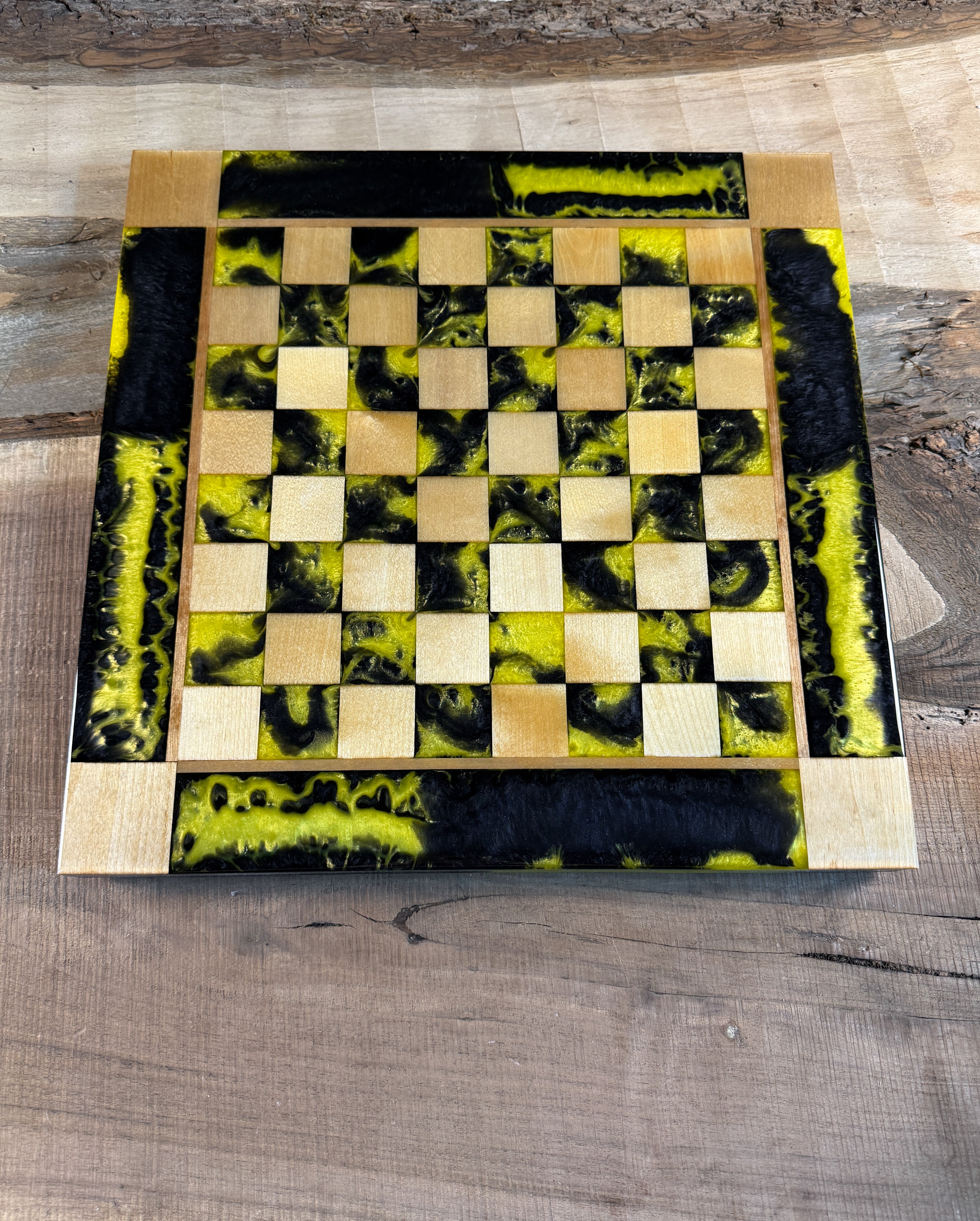 Black Onyx Yellow Maple Wood Chess Board