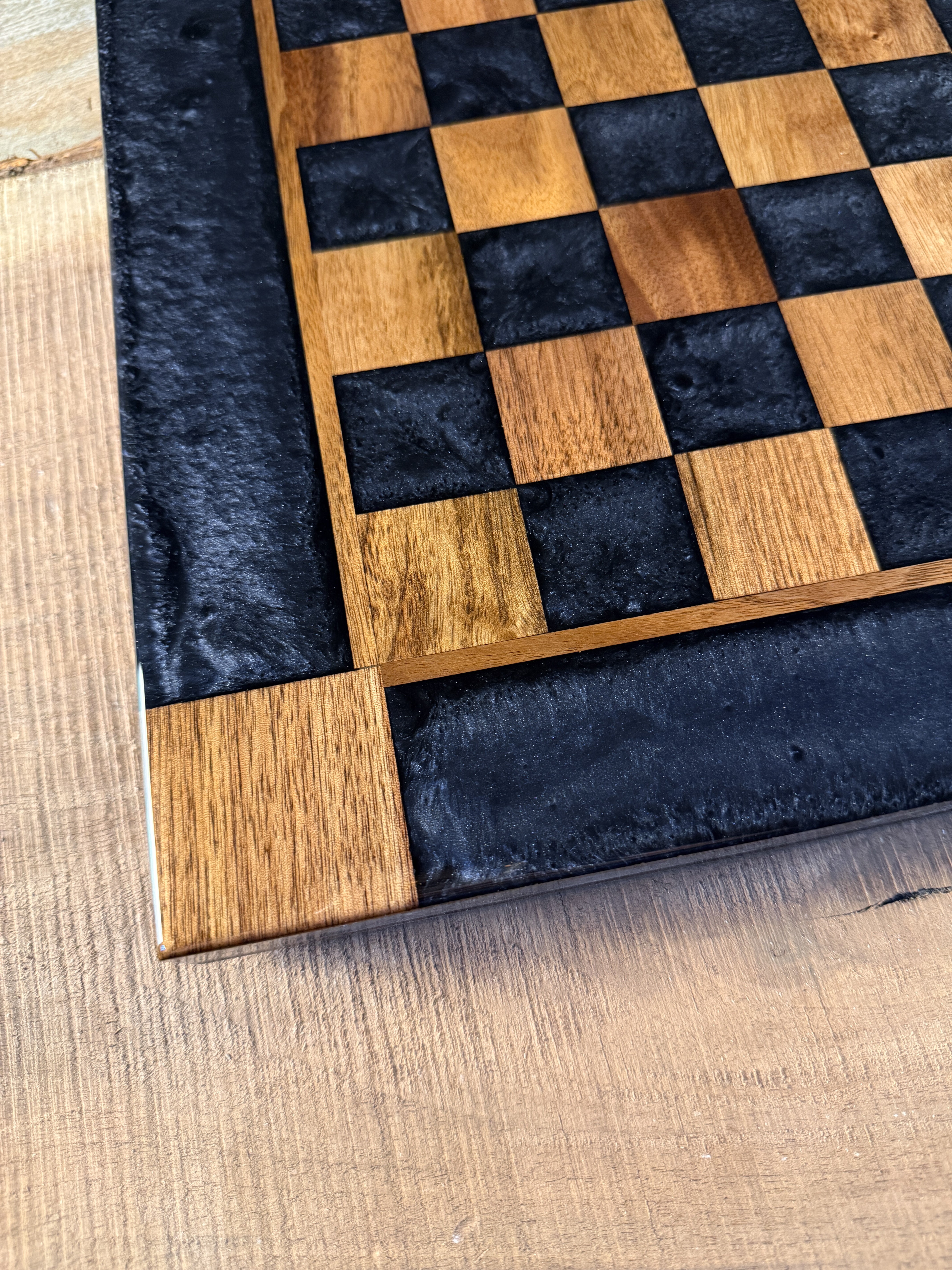 Black Onyx Walnut Chess Board (Chess Set Included)