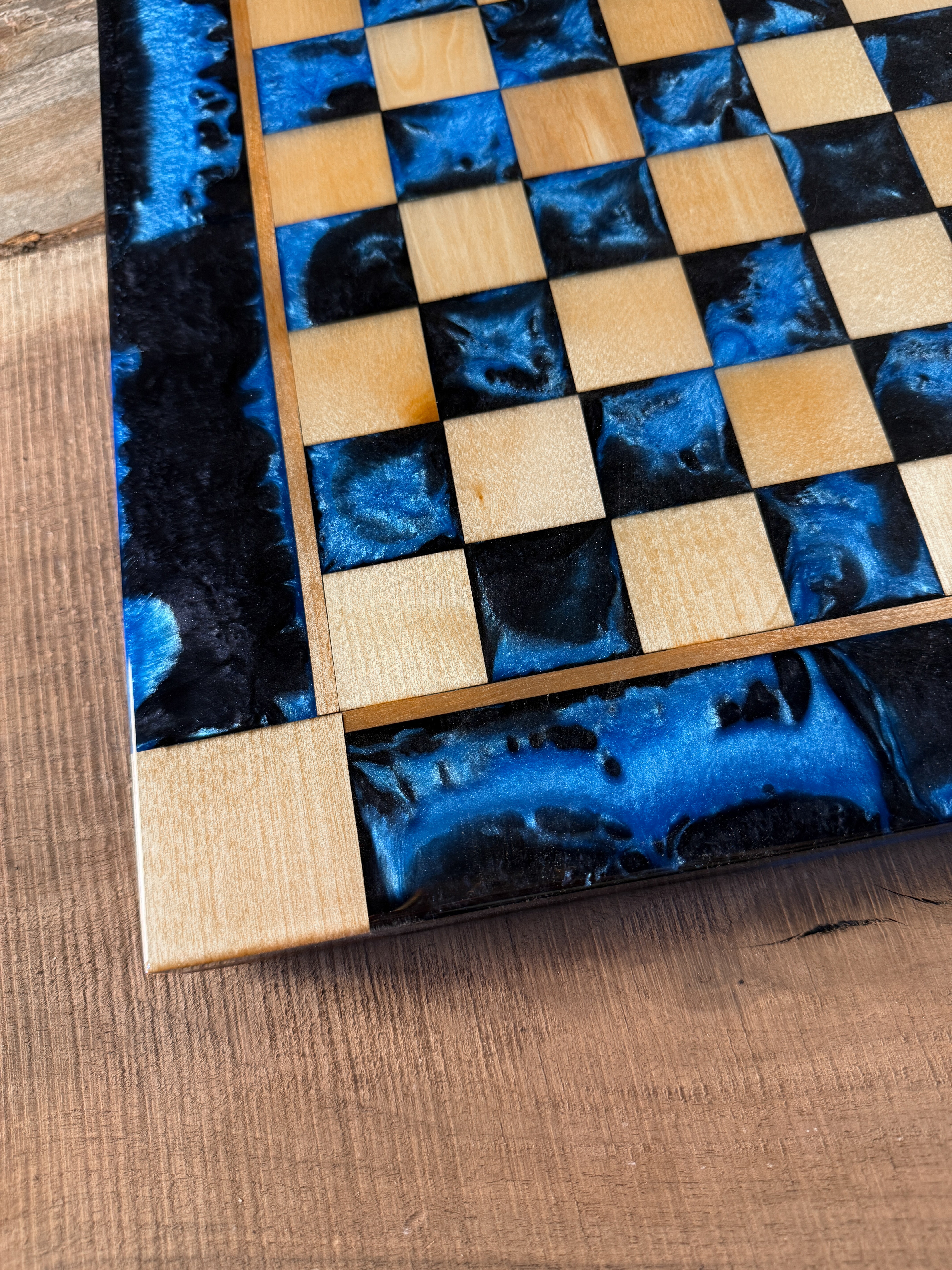 Caribbean Black Onyx Maple Wood Chess Board (PIECES INCLUDED)