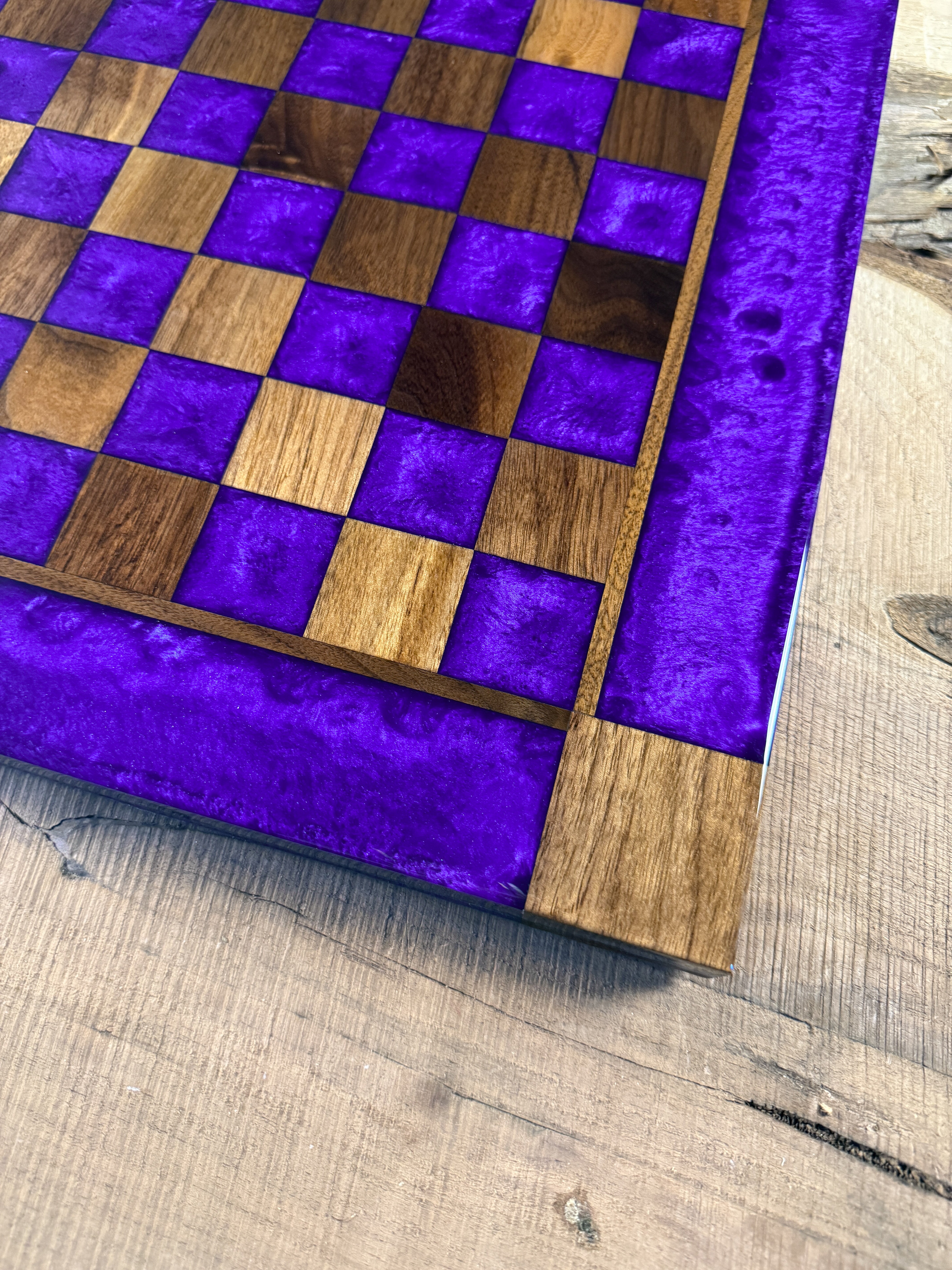 Purple Haze Black Walnut Chess Board (Chess Set Included)
