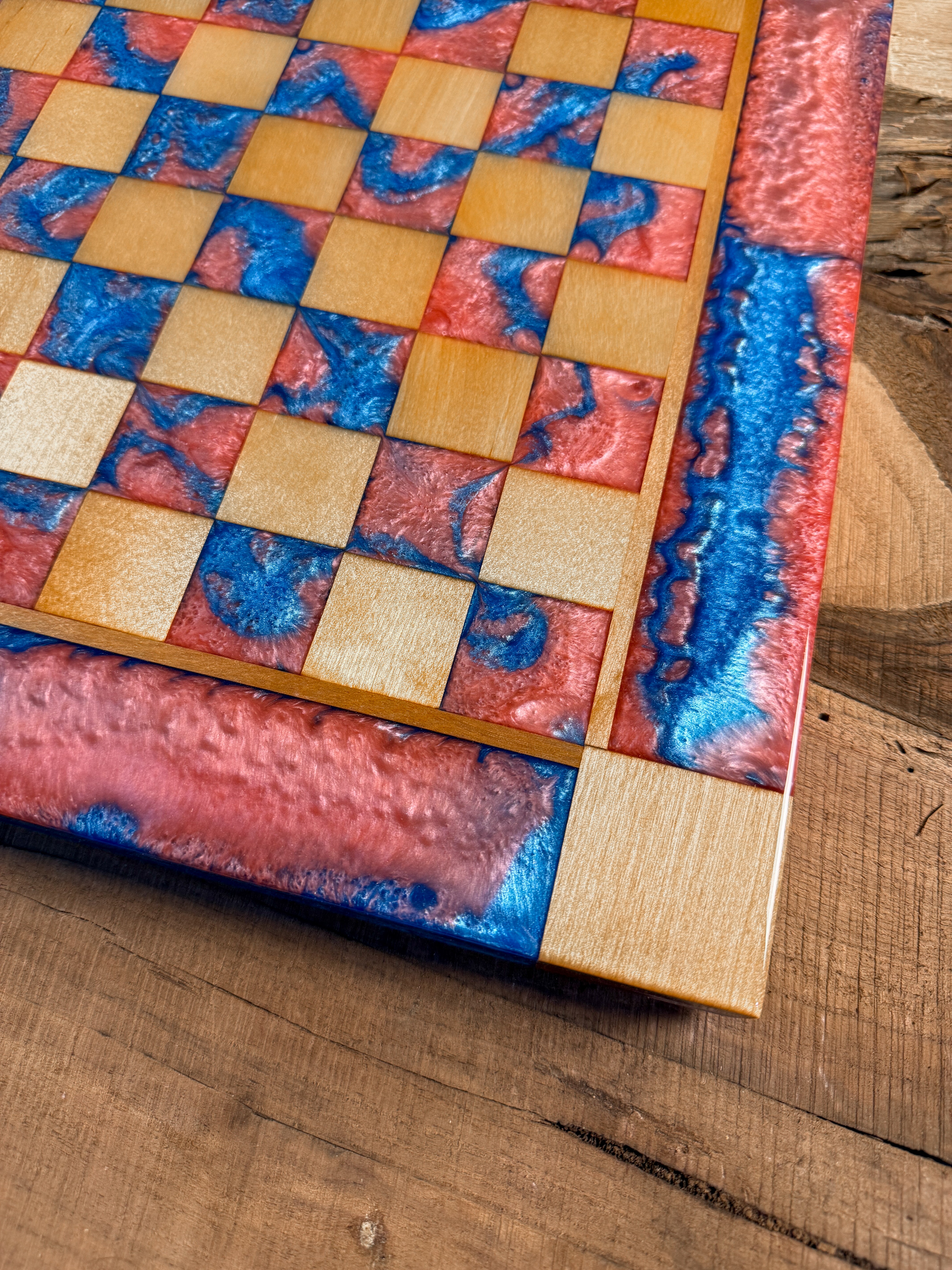 Cotton Candy Maple Wood Chess Board (INCLUDES PIECES)