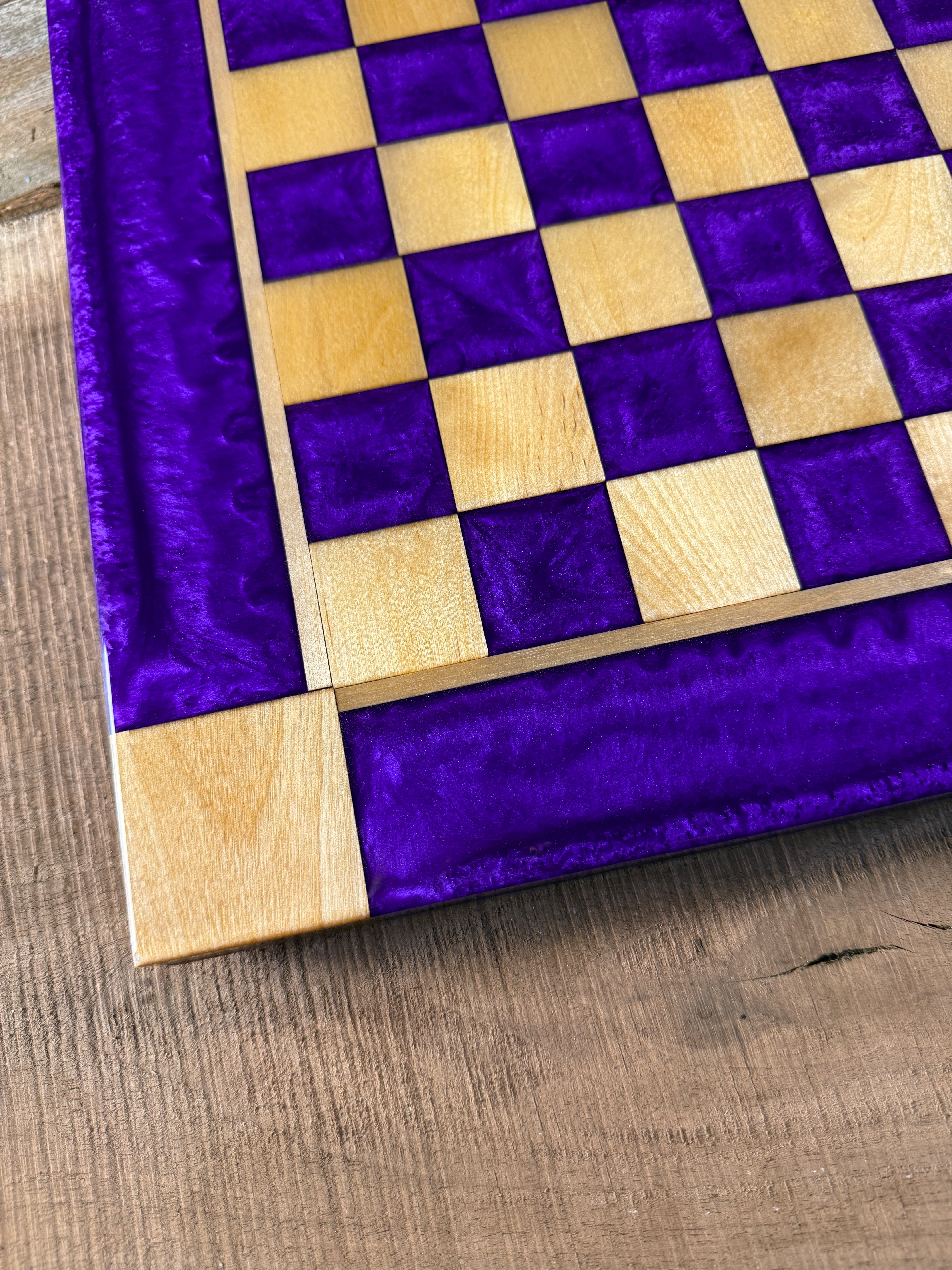 Purple Haze Maple Wood Chess Board (Chess Set Included)