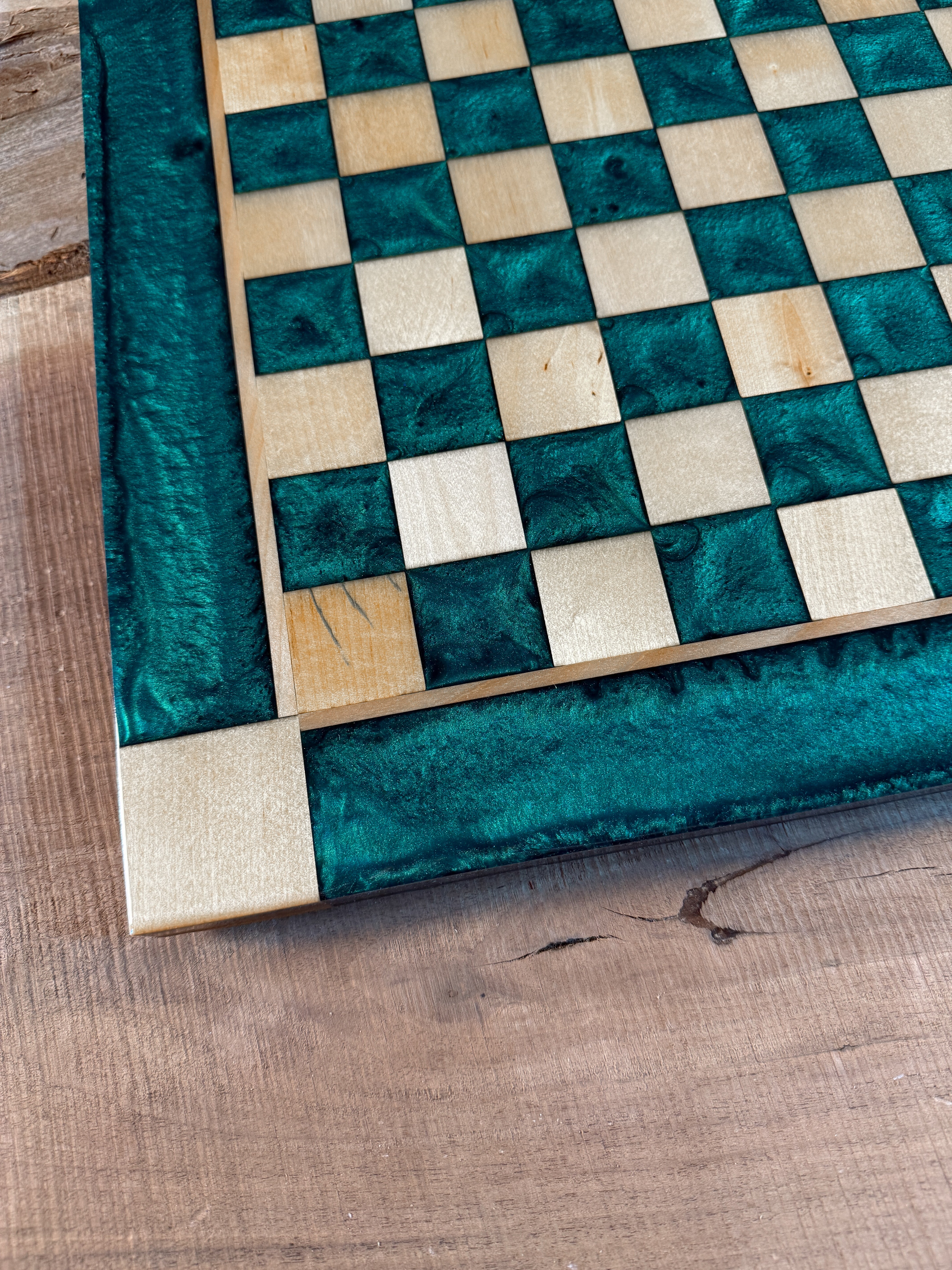 Emerald Green Maple Wood Chess Board