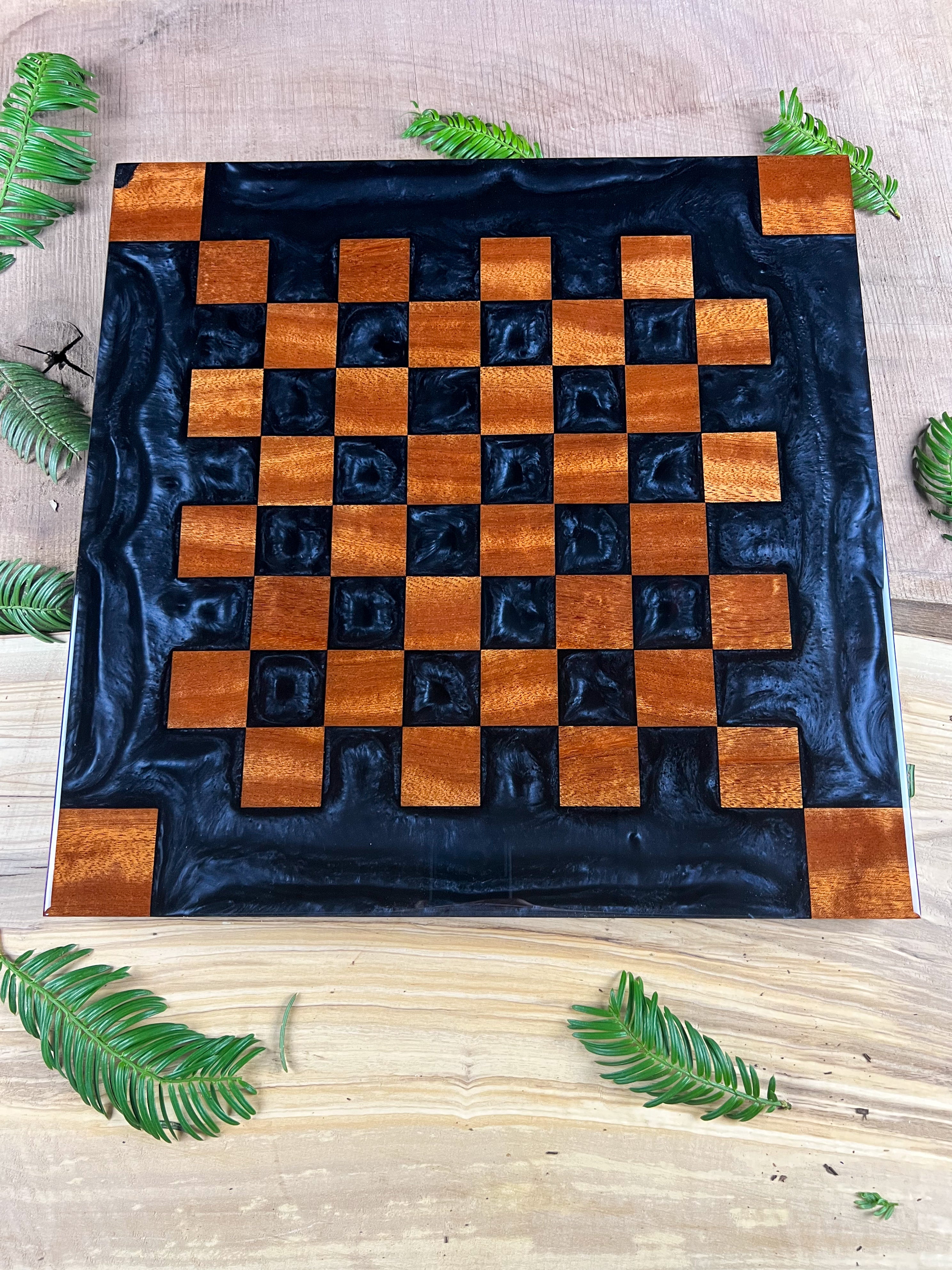 Exotic Brazilian Sipo Black Onyx Chess Board