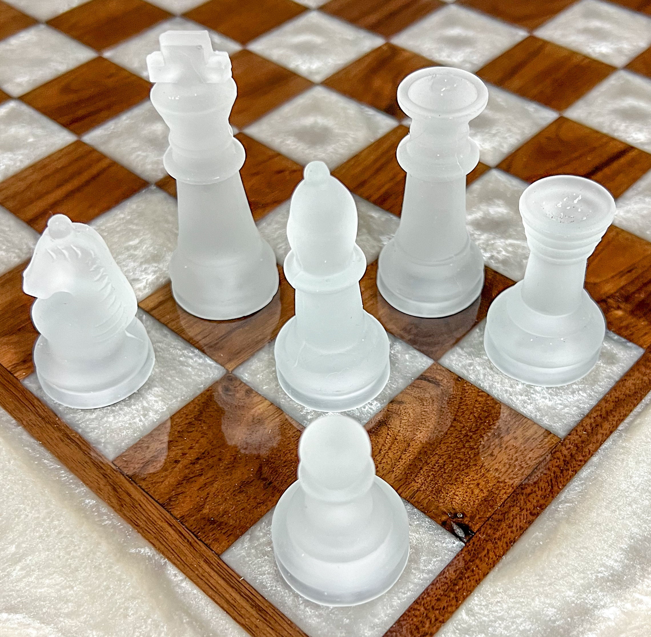 Black Onyx Deep Blue Maple Wood Chess Board (Glass Chess Set Included)