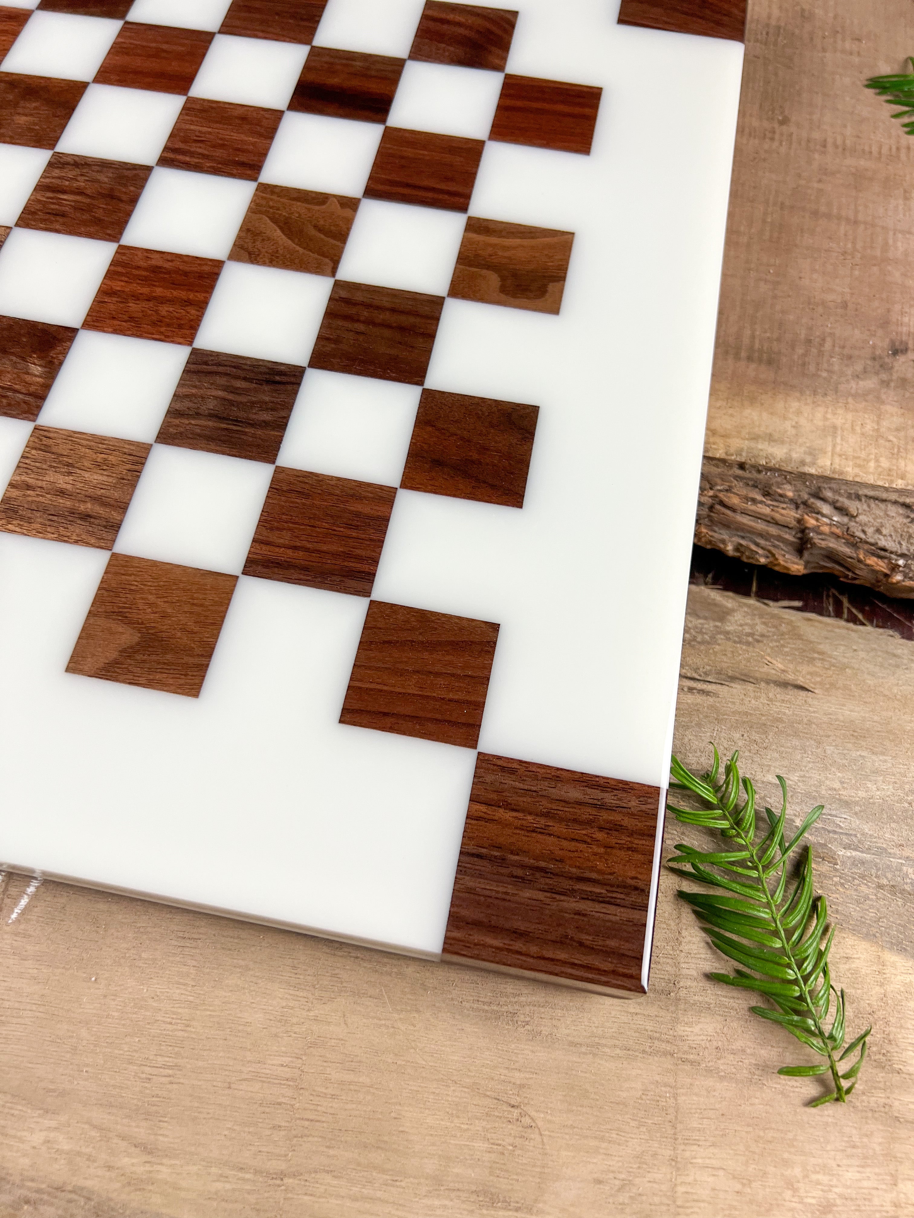 Milky White Walnut Chess Board