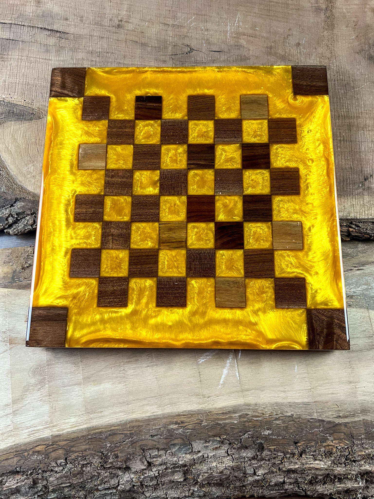 Gold Cloud Black Walnut Chess Board