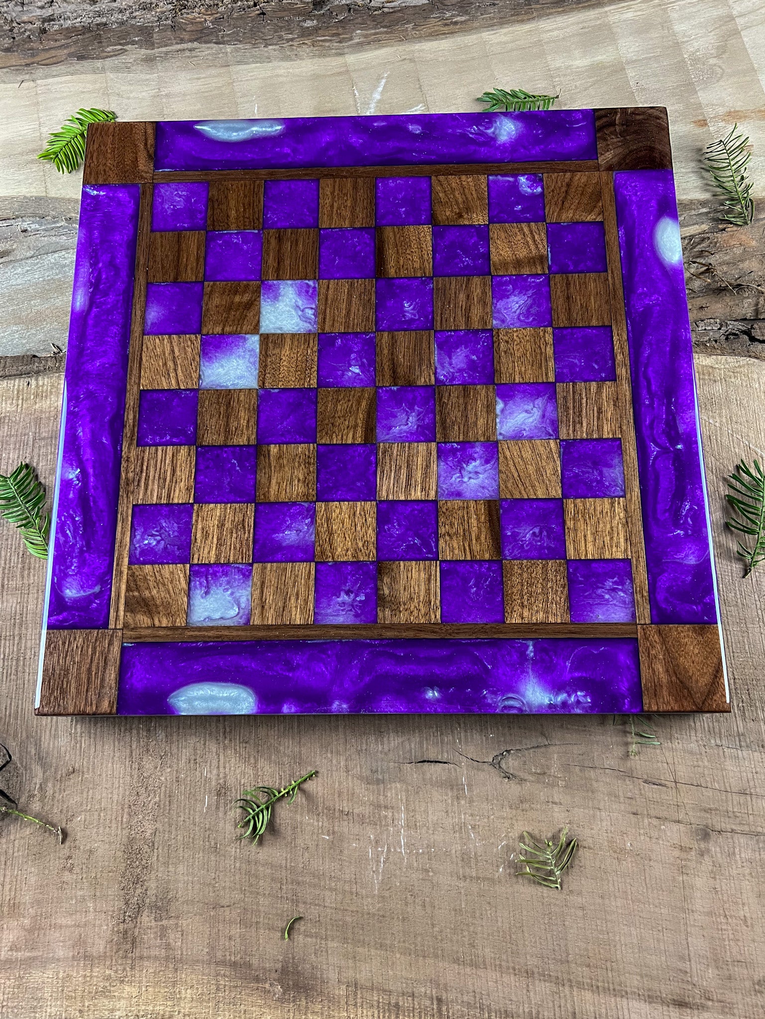 Purple Haze Pearl White Walnut Chess Board (With Border)