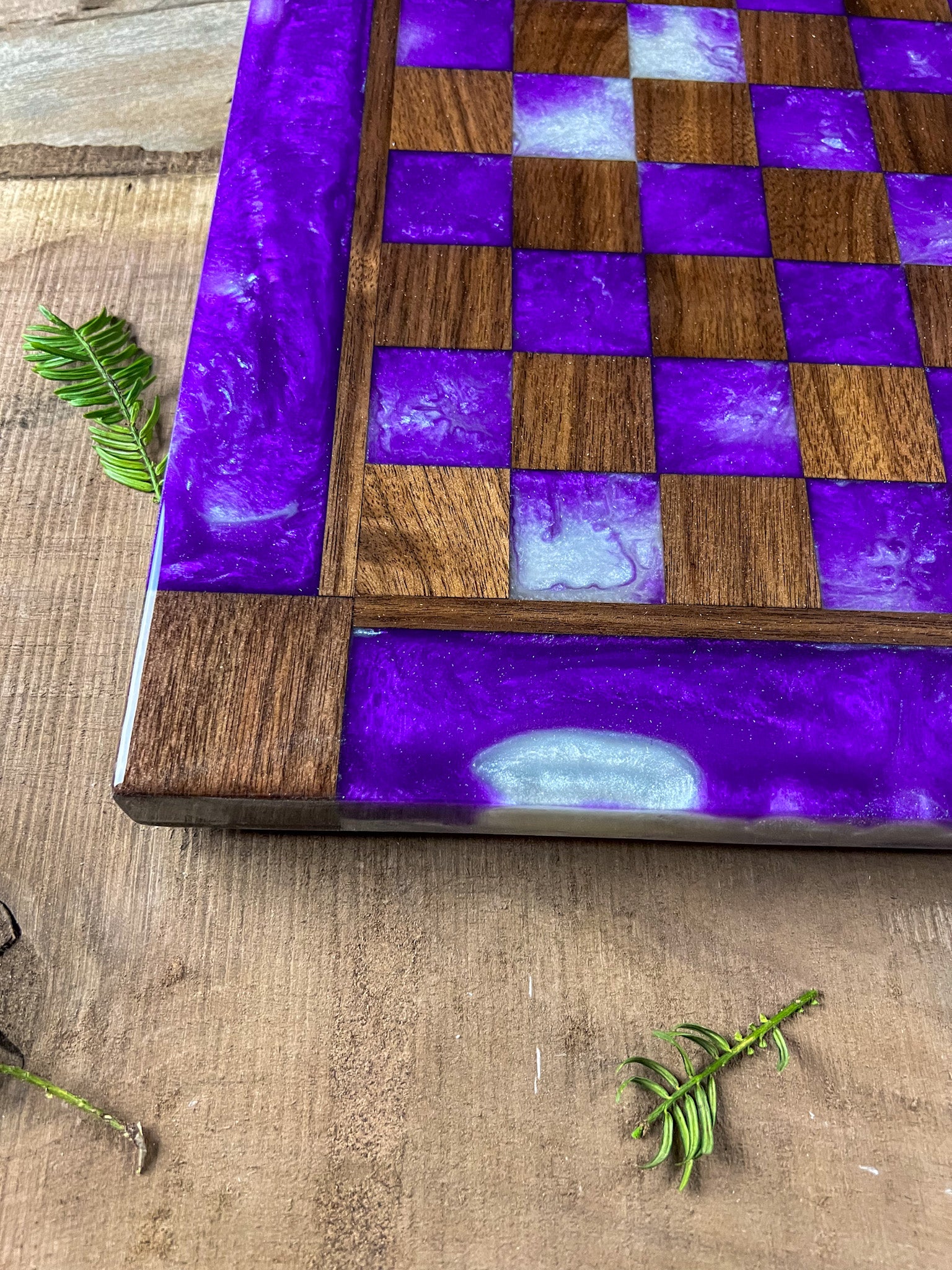 Purple Haze Pearl White Walnut Chess Board (With Border)