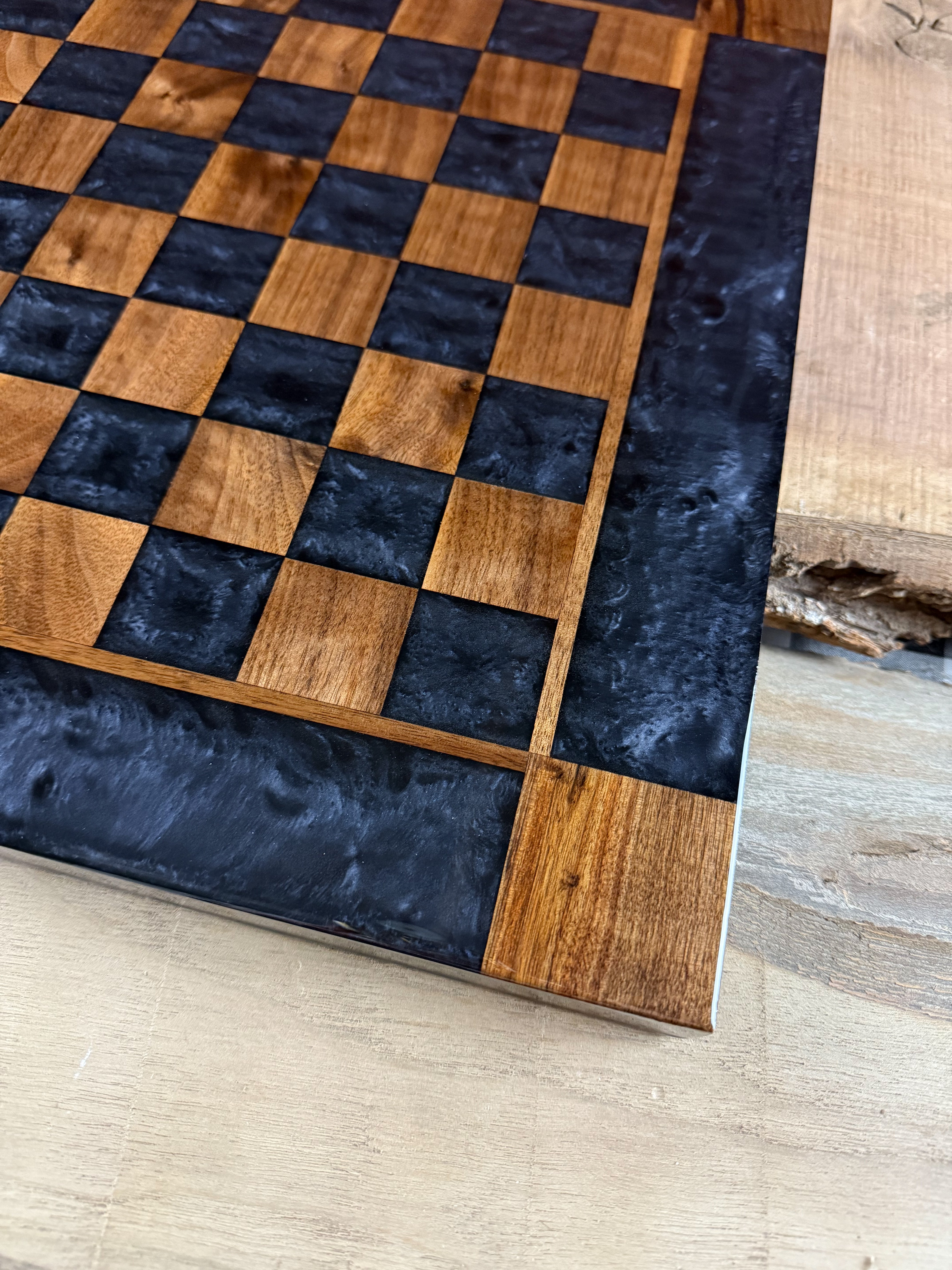 Black Onyx Walnut Chess Board (Glass Chess Set Included)
