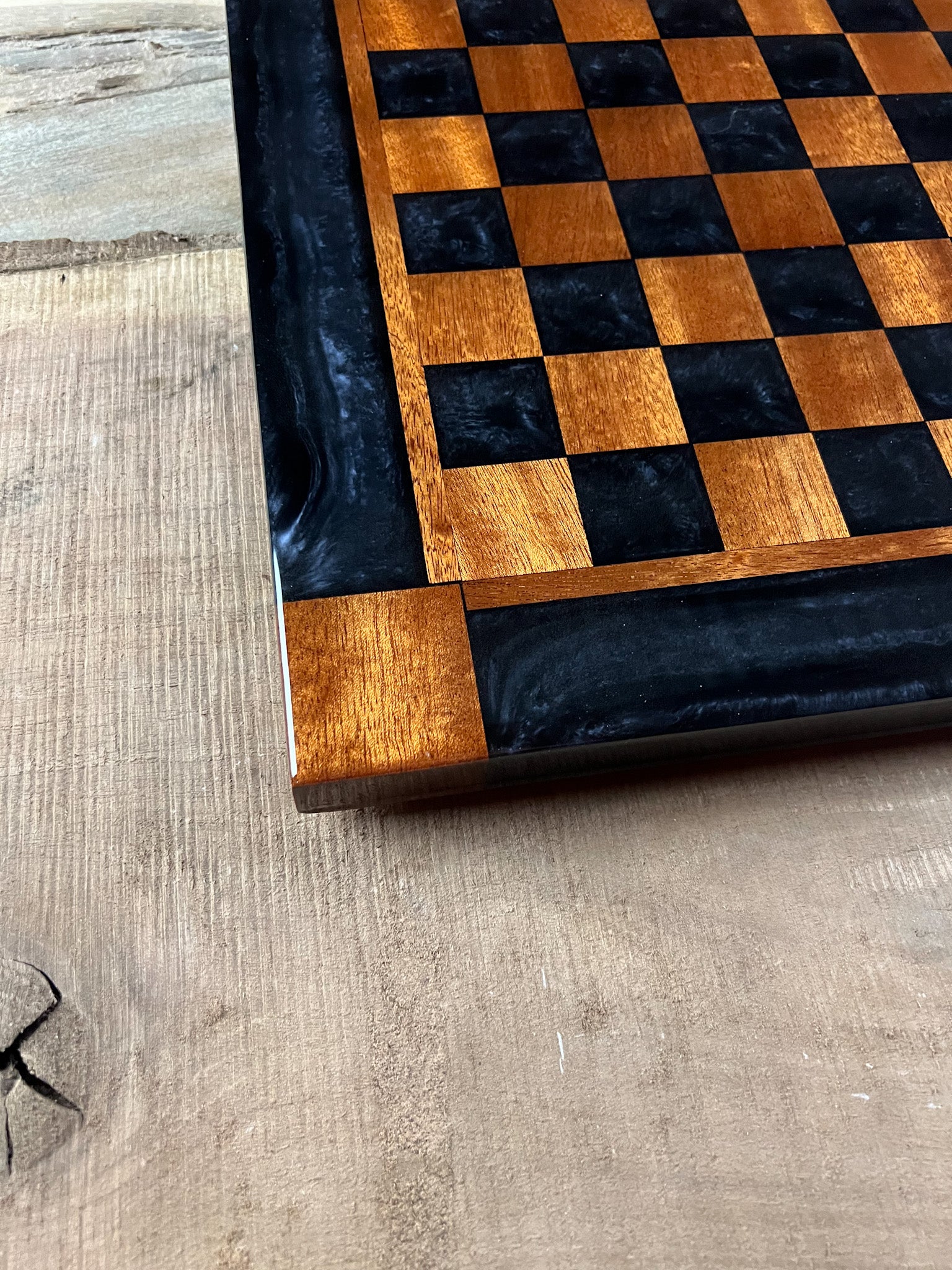 Exotic Brazilian Sipo Black Onyx Chess Board (With Border)