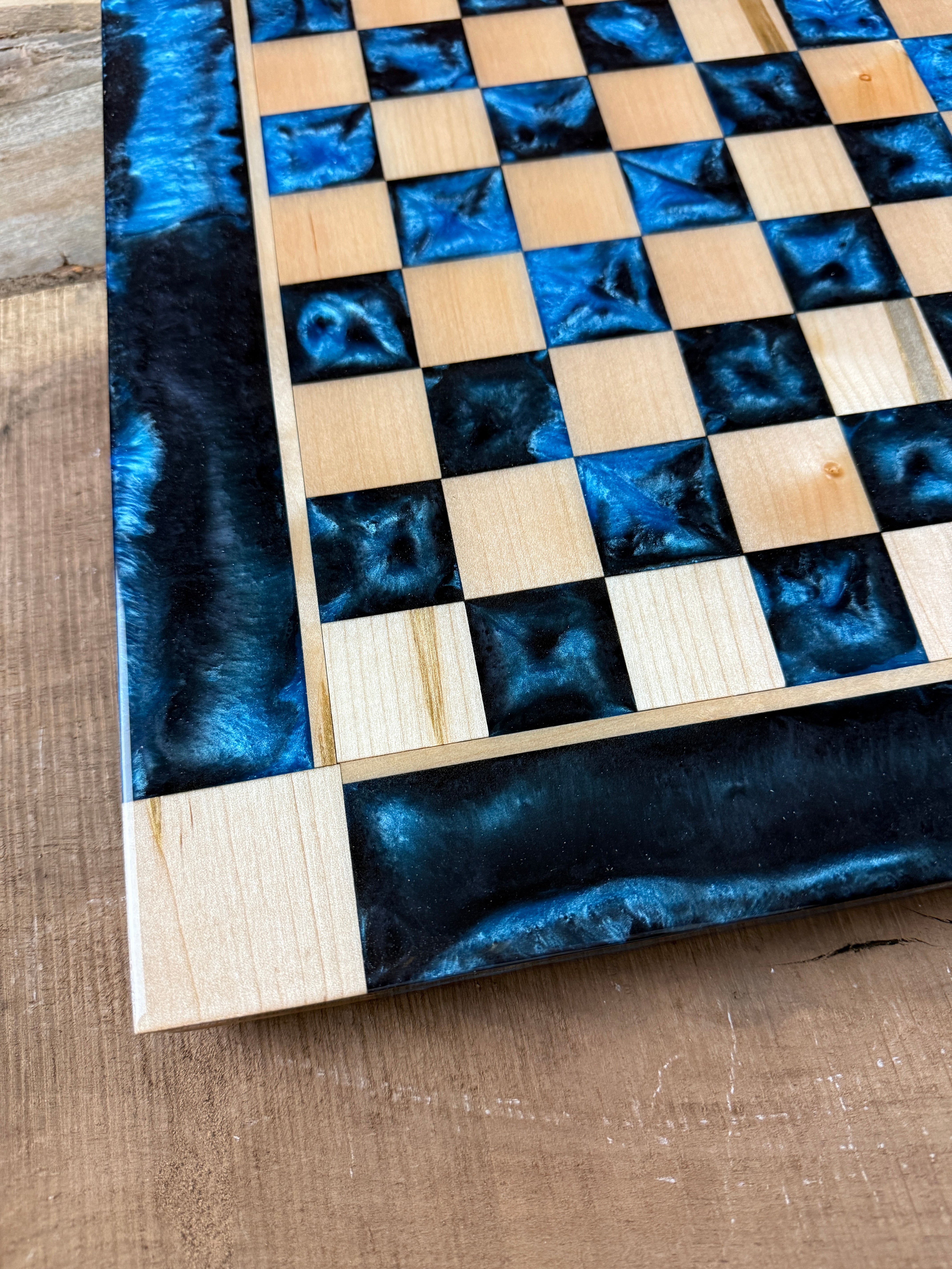 Caribbean Black Onyx Maple Wood Chess Board (PIECES INCLUDED)